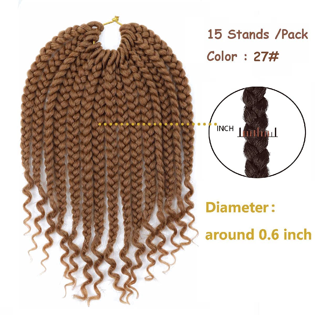 6 Packs Crochet Box Braids with Curly Ends - 10 Inch Bohemian Goddess Braids for Black Women | Pre-Looped Synthetic Hair for Easy Installation | Perfect for Protective Styles, Everyday Wear & Special Occasions (27, 10 Inch)