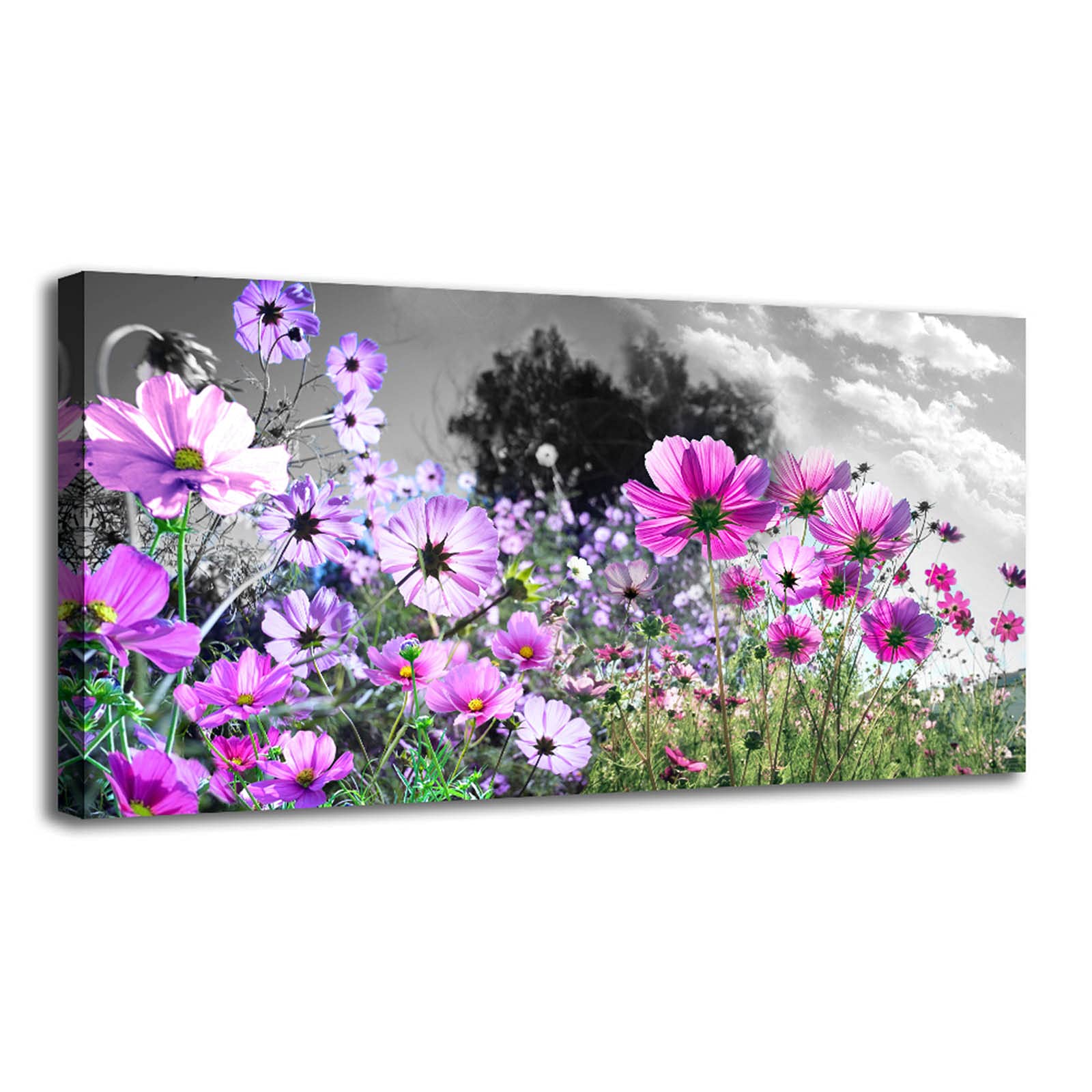 XF Floral Canvas Wall Art - Purple Flower Wall Decor for Bedroom, Living Room, Bathroom & Office | Modern Canvas Prints for Home & Office Decor