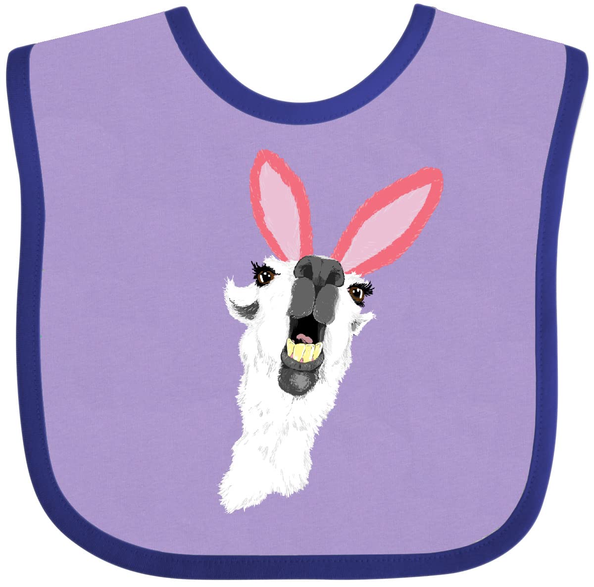 Inktastic Easter Goofy Llama Wearing Bunny Ears Baby Bib - Cute & Soft Drool Bib for Infants & Toddlers - Perfect for Easter Celebrations, Baby Showers & Photo Shoots