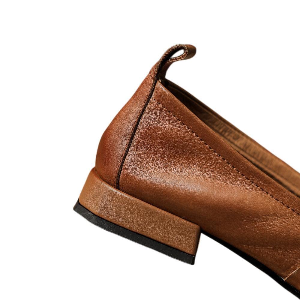 TinaCus Handmade Women's Soft Leather Square Toe Braided Slip-On Loafers - Comfortable Casual Flats for Work, Office & Everyday Wear
