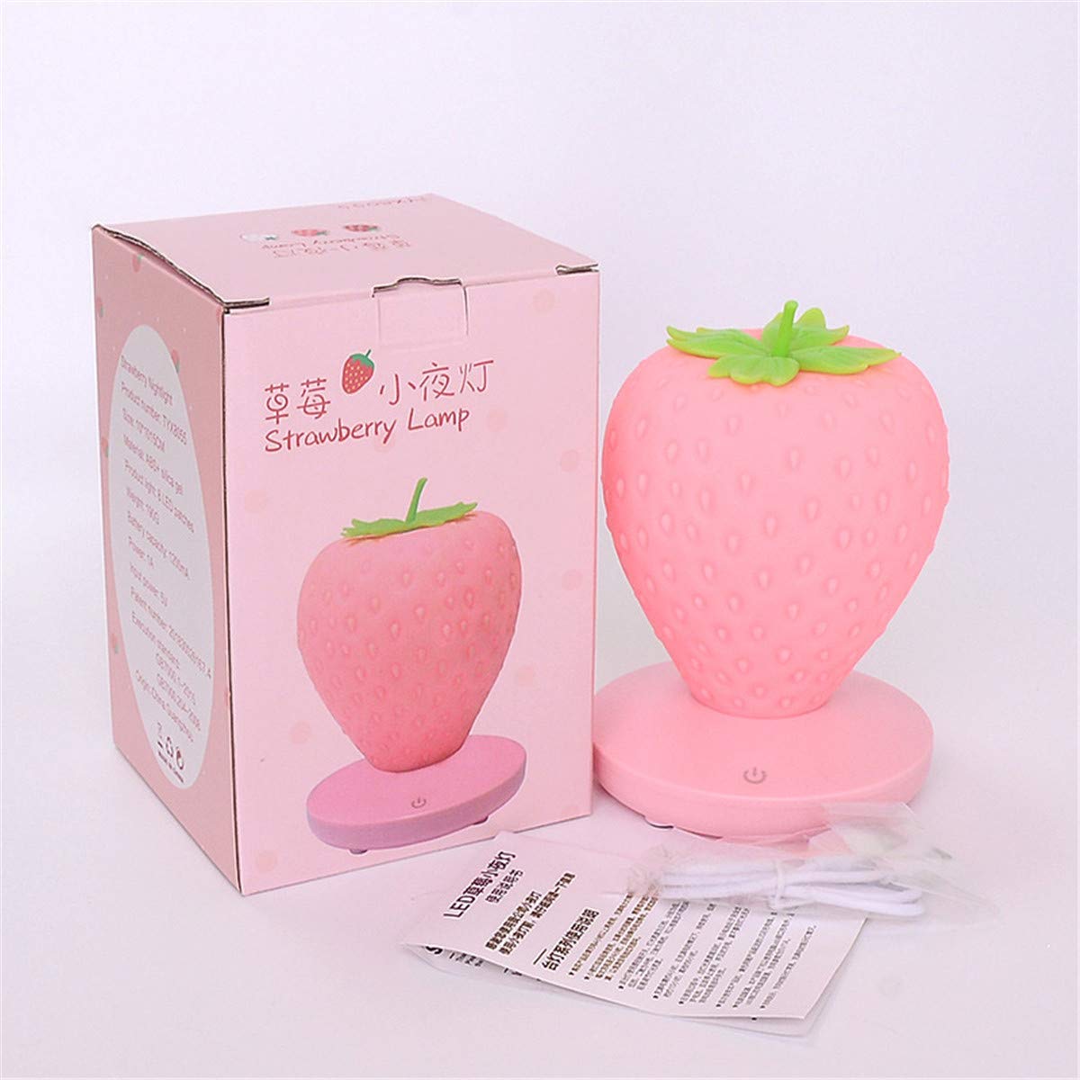 Strawberry Night Light - Soft Silicone Touch Sensor Table Lamp for Kids Room, Bedside, Bookshelf, Desk - Cute Cartoon Nursery Lamp for Baby & Children's Bedroom Decor (White) - Perfect for Nighttime Feeding, Reading & Soothing