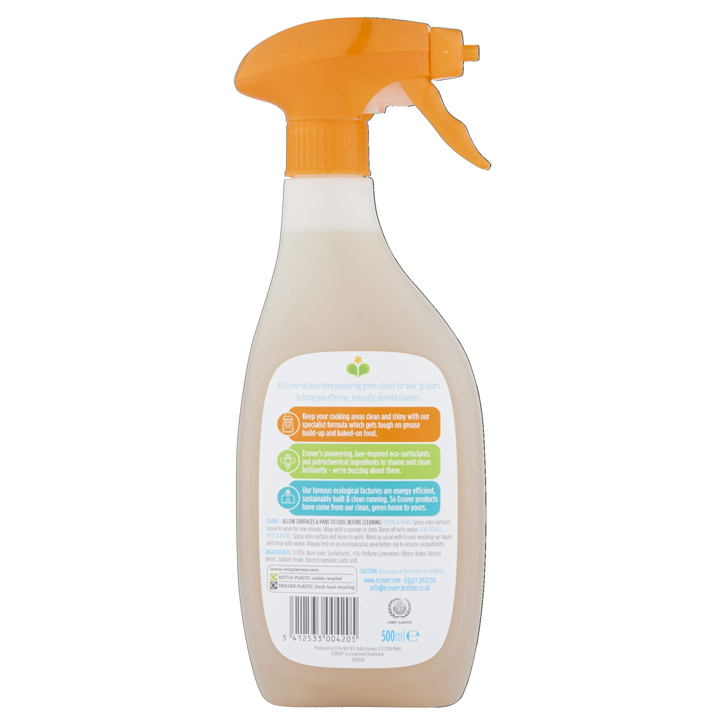 Ecover Oven and Hob Cleaner 500ml - Natural Eco-Friendly Stain Remover for Stoves, Cooktops & Kitchen Appliances - Perfect for Deep Cleaning Burnt-On Grease & Food Residue