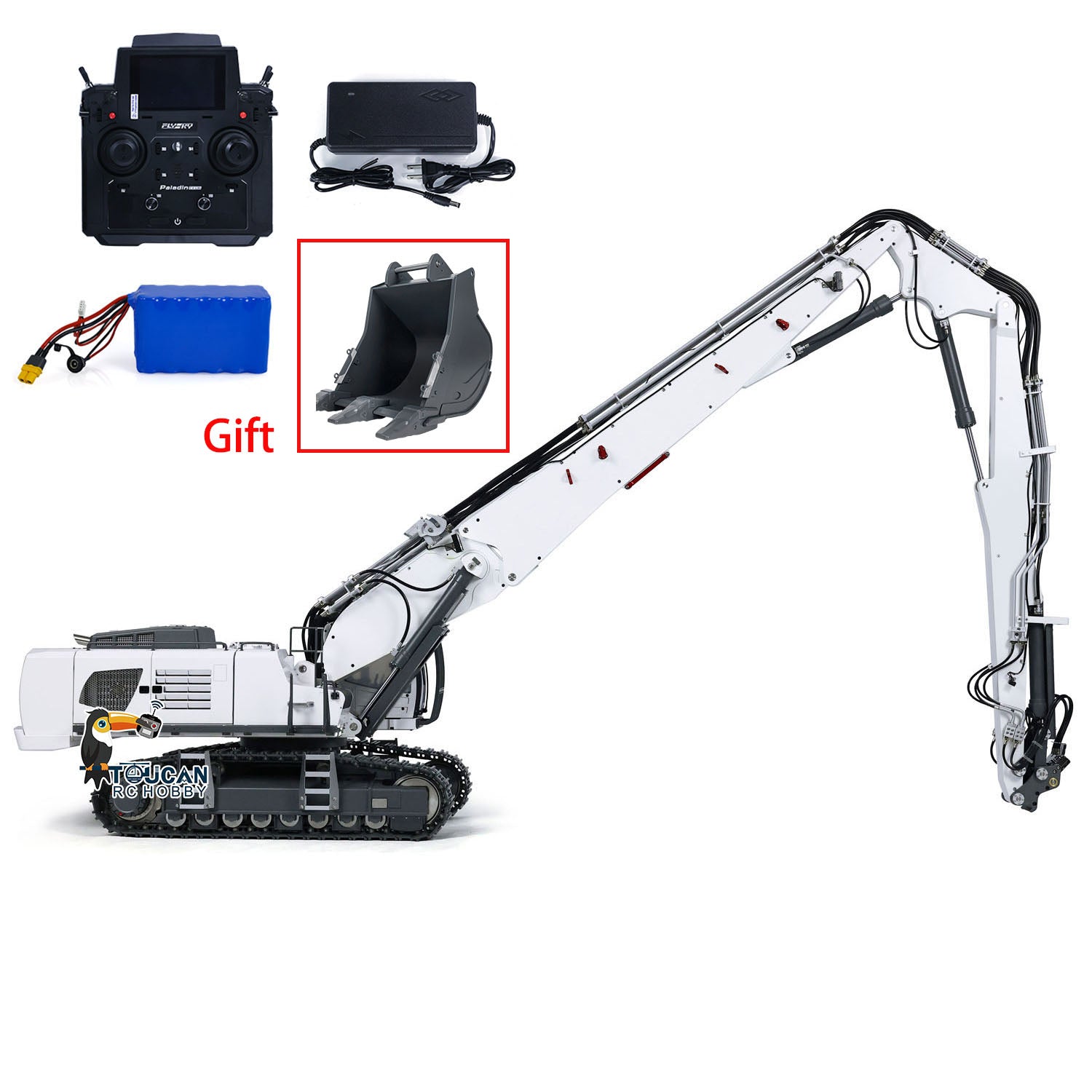 1/14 Scale K970 RC Hydraulic Excavator - 300 Channel Radio Controlled Demolition Machine, PL18EVLite RTR/PNP for Construction Simulation & Outdoor Play