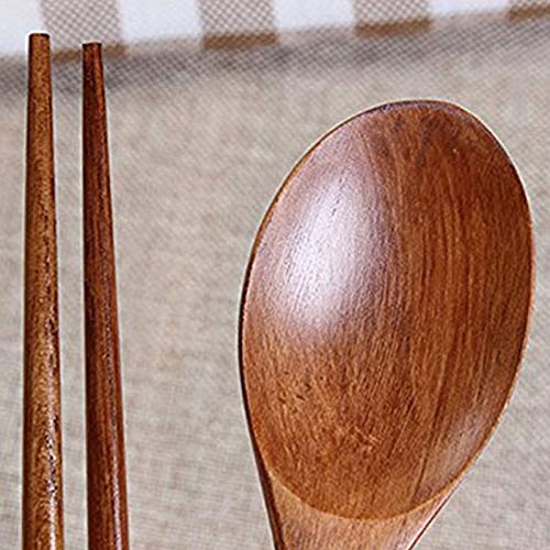 5-Piece Handmade Wooden Spoon and Chopstick Set - Korean Jujube Tree Cutlery for Asian Dining, Tableware Utensils for Sushi, Ramen, Bibimbap & Home Dinner Parties