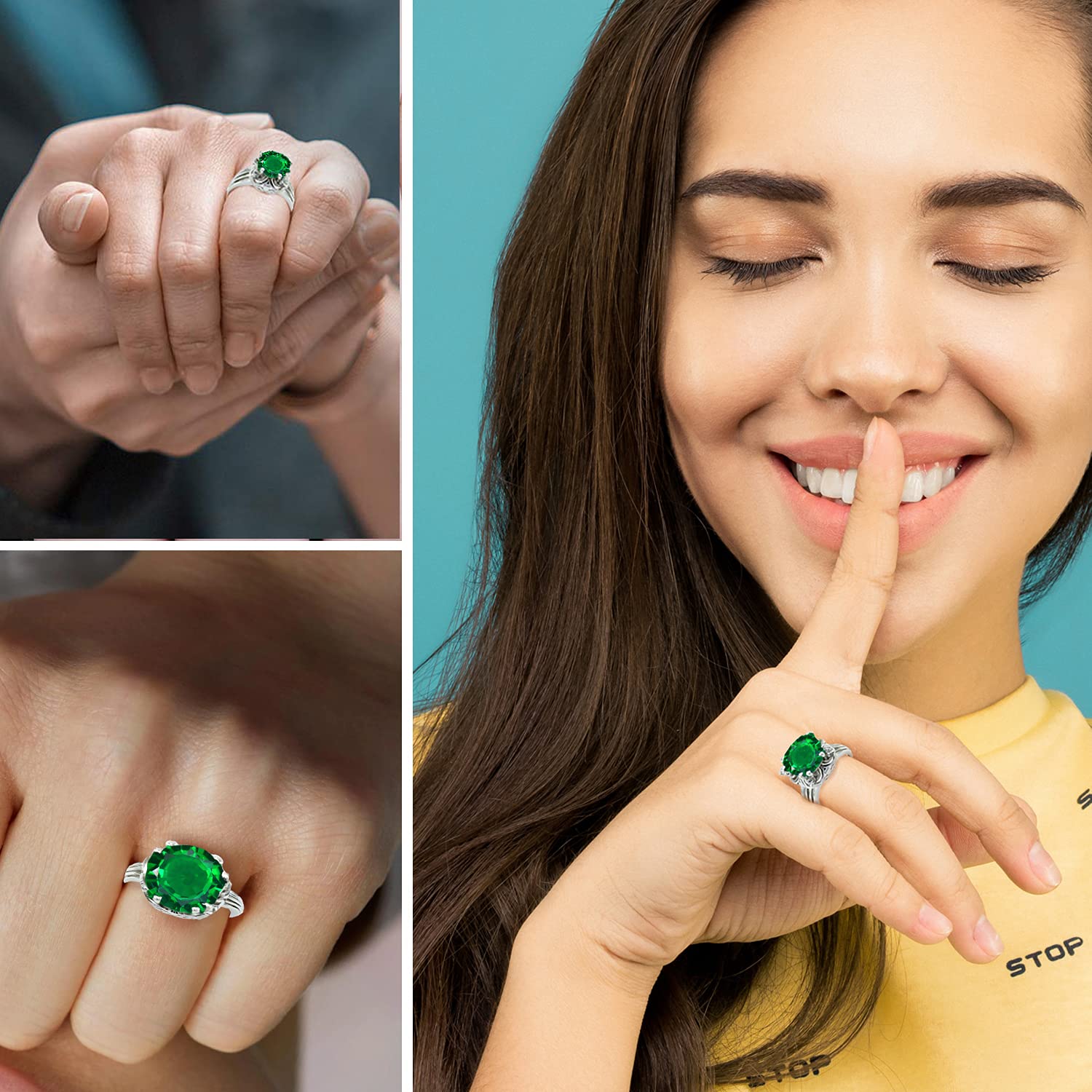 Handcrafted Sterling Silver Dainty Gemstone Crown Ring for Women - Round Shape, Size 4-12 | Elegant Gift for Anniversary, Wedding, Engagement & Party | Perfect for Date Night, Bridal Shower & Special Occasions