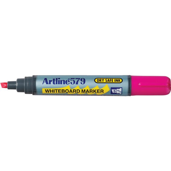 Artline 579 Whiteboard Marker 5mm Chisel Tip Pink - Pack of 12 - Perfect for Office, Classroom & Home Whiteboard Presentations