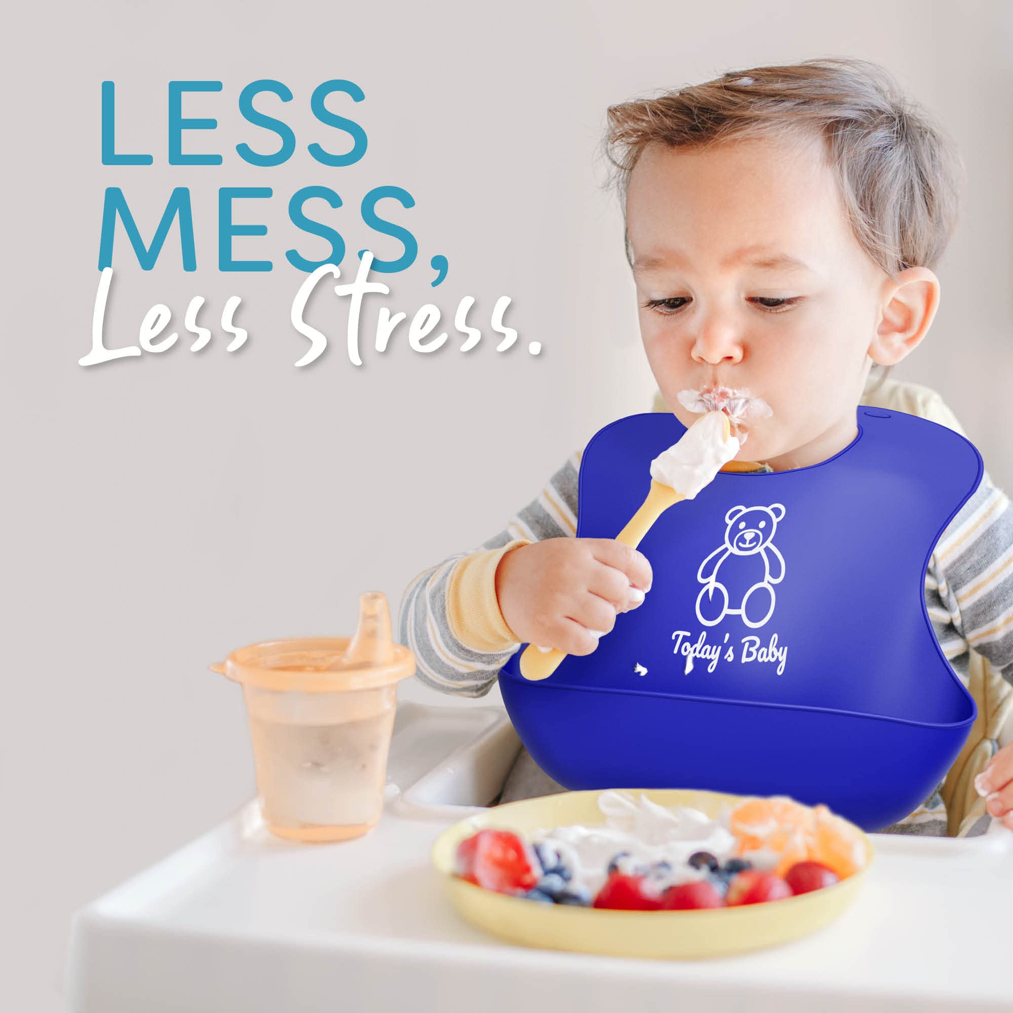 Baby Silicone Bibs with Food Catcher - 2 Pack Unisex for Mealtime