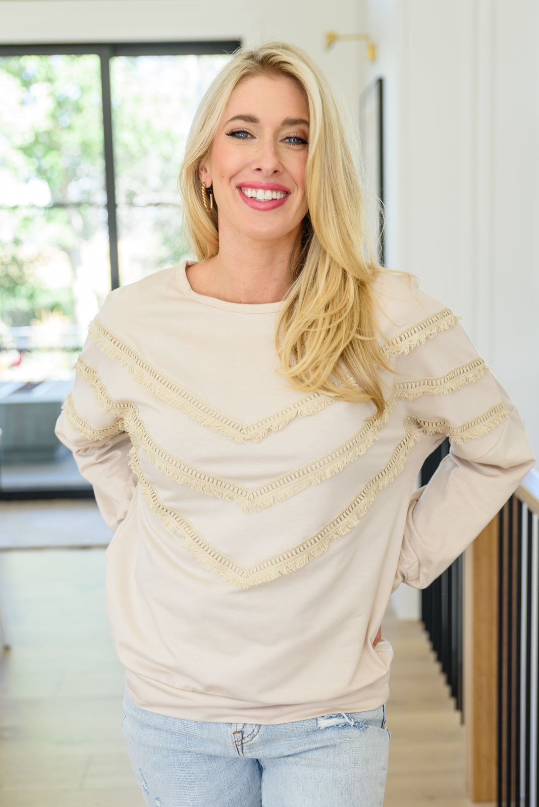 Into The Fringe Beige Top - Trendy Bohemian Blouse for Women | Perfect for Music Festivals, Beach Vacations & Casual Outings