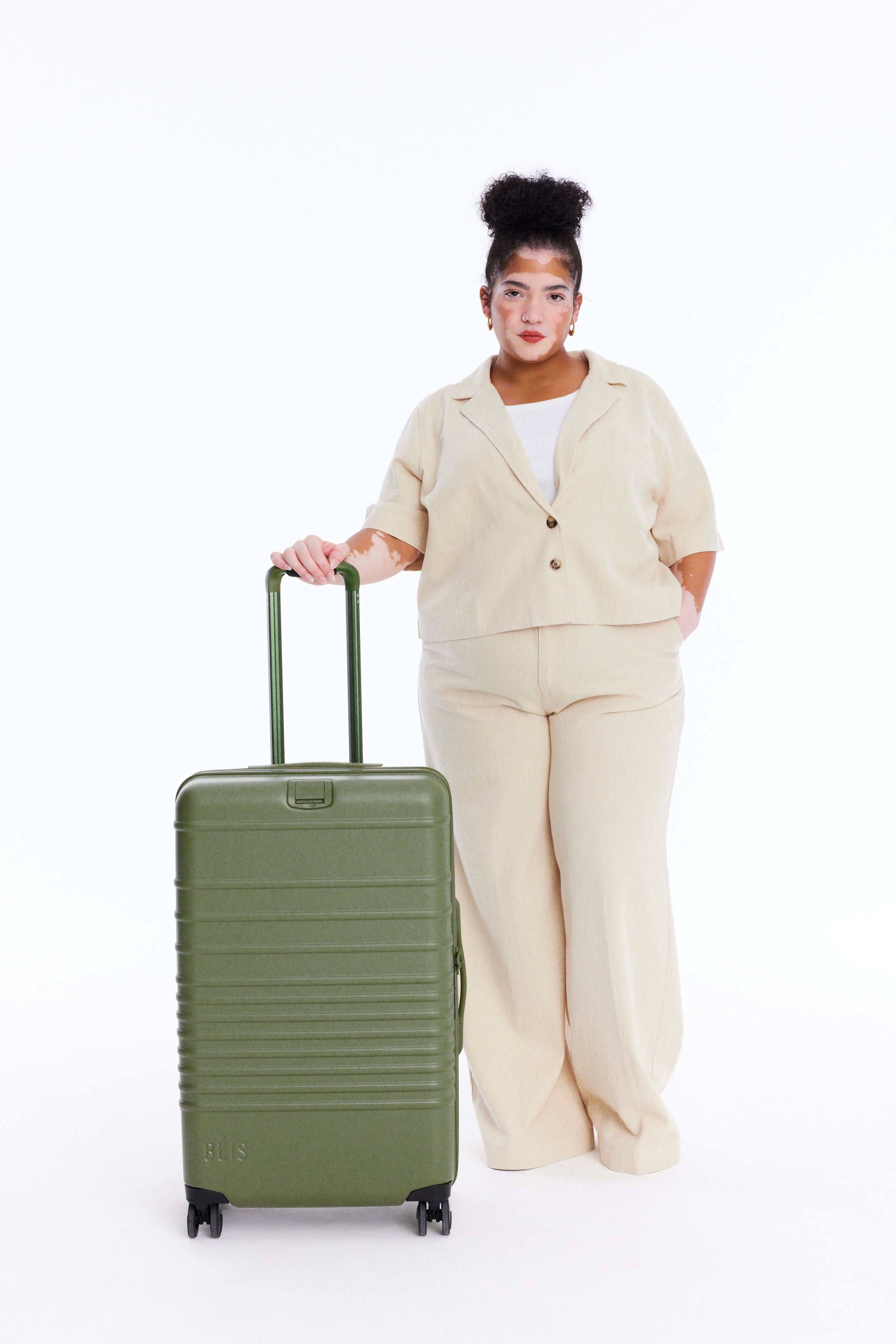 Olive Medium Check-In Roller Luggage - Perfect for Air Travel & Business Trips