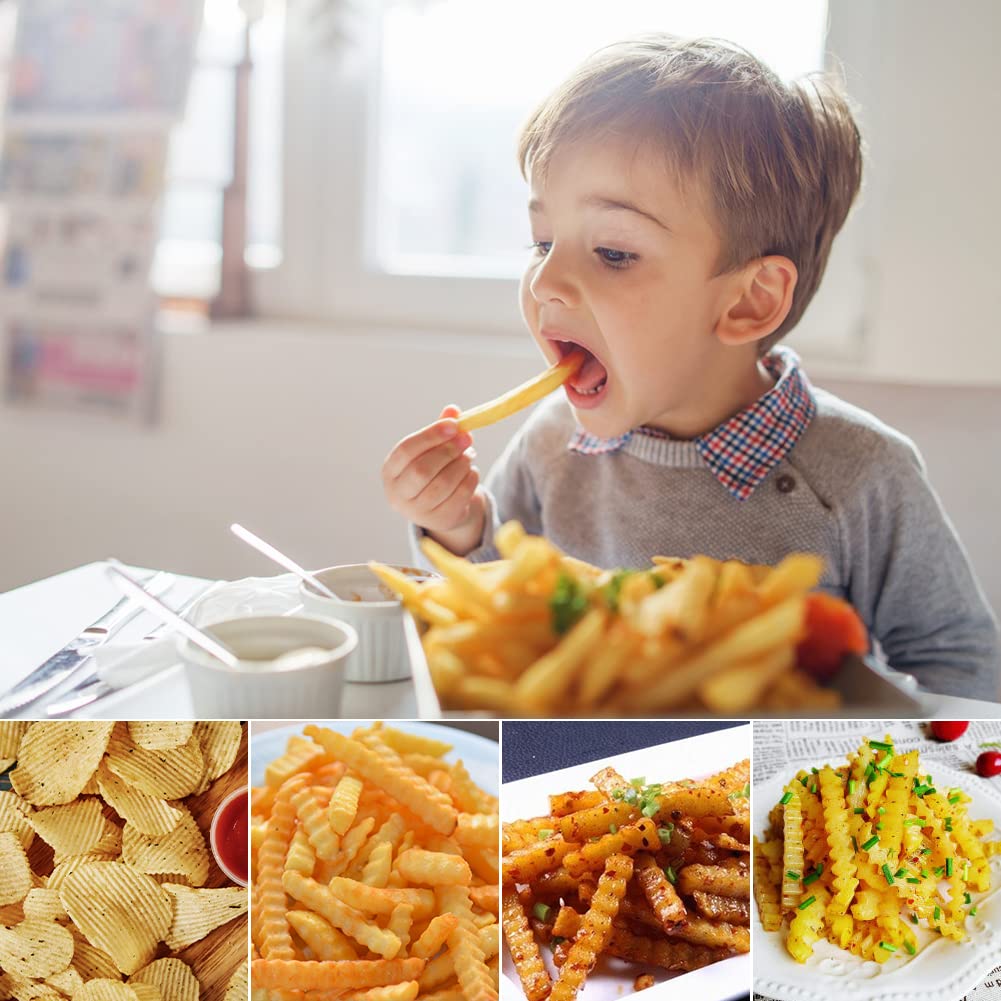 Stainless Steel Potato Chipper & Crinkle Cutter - French Fry Maker, Vegetable & Fruit Slicer for Cooking - Perfect for Homemade Chips, Salads, and Meal Prep