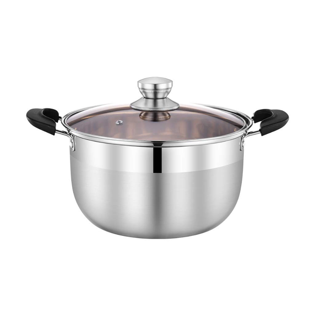 Premium Stainless Steel Stock Pot with Glass Lid - 24QT (12.5cm) Soup Cooking Pot for Home & Restaurant Use - Easy to Clean, Durable Kitchen Equipment for Boiling, Stewing & Meal Prep