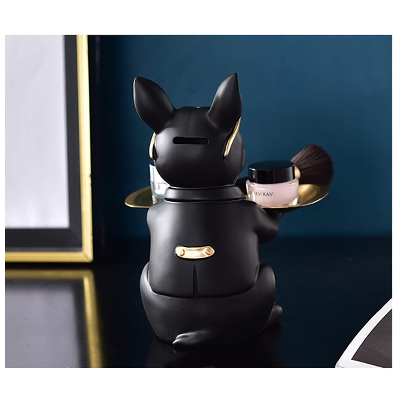 KAMWD Resin Bulldog Statue Key Holder Bowl - Decorative Entryway Tray for Jewelry, Candy, Coins & Watches | Modern Dog Figurine Organizer for Phone & Wallet (Green) - Perfect for Home Decor & Gift Giving