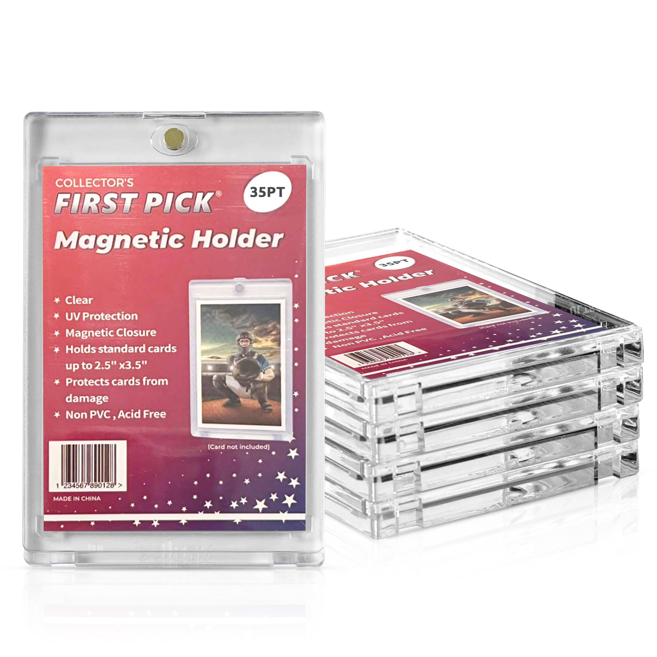 25-Pack Premium One Touch Magnetic Card Holder - UV Protection, Ultra Clear Pro Design - Trading Card Protector Case for Sports Cards, Collectibles & Gaming Cards - Perfect for Display, Storage & Trading