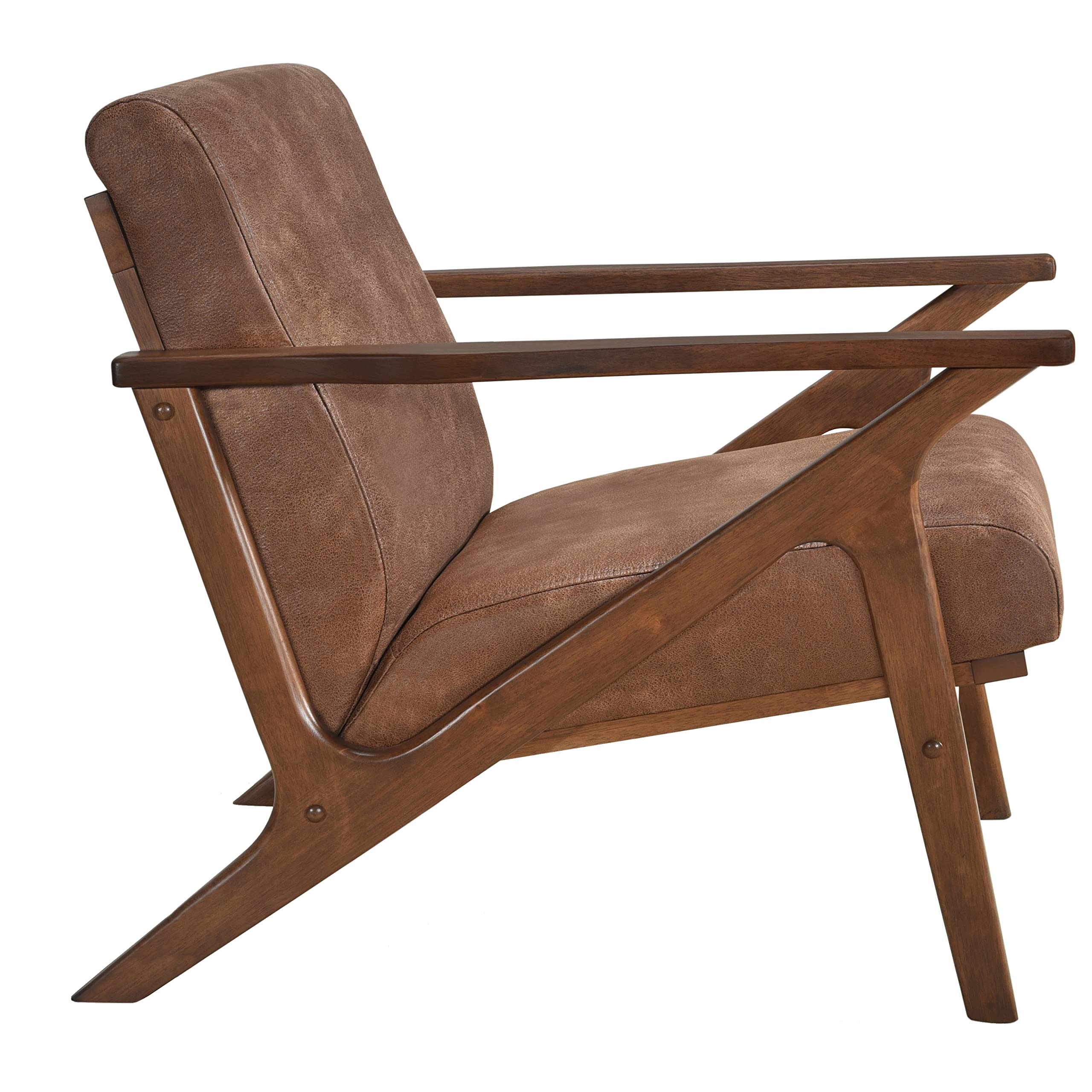 Mid Century Modern Accent Chair - Solid Wood Frame Armchair in Mocha/Walnut - Stylish Living Room, Bedroom & Reading Chair for Home Decor - Perfect for Relaxing, Entertaining & Small Spaces