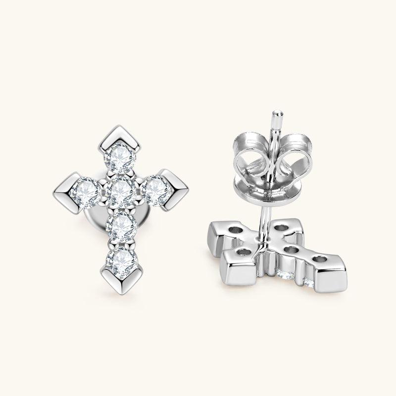 Shining Cross Premium Moissanite Stud Earrings for Women - 1.5ct Round Cut AAA Quality White Gold Plated Cubic Zirconia Earrings - Perfect for Wedding, Anniversary, Birthday & Everyday Elegance