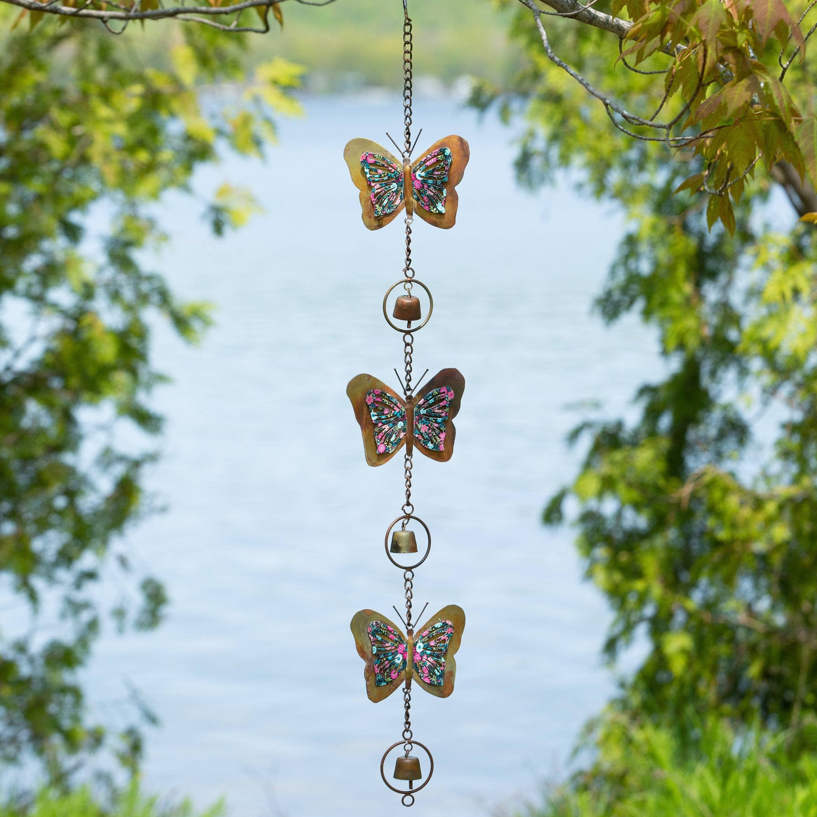 Triple Floral Butterfly Hanging Ornament - Elegant Home Decor for Bedroom, Nursery & Garden | Perfect for Wall Decor, Baby Shower & Wedding Decorations