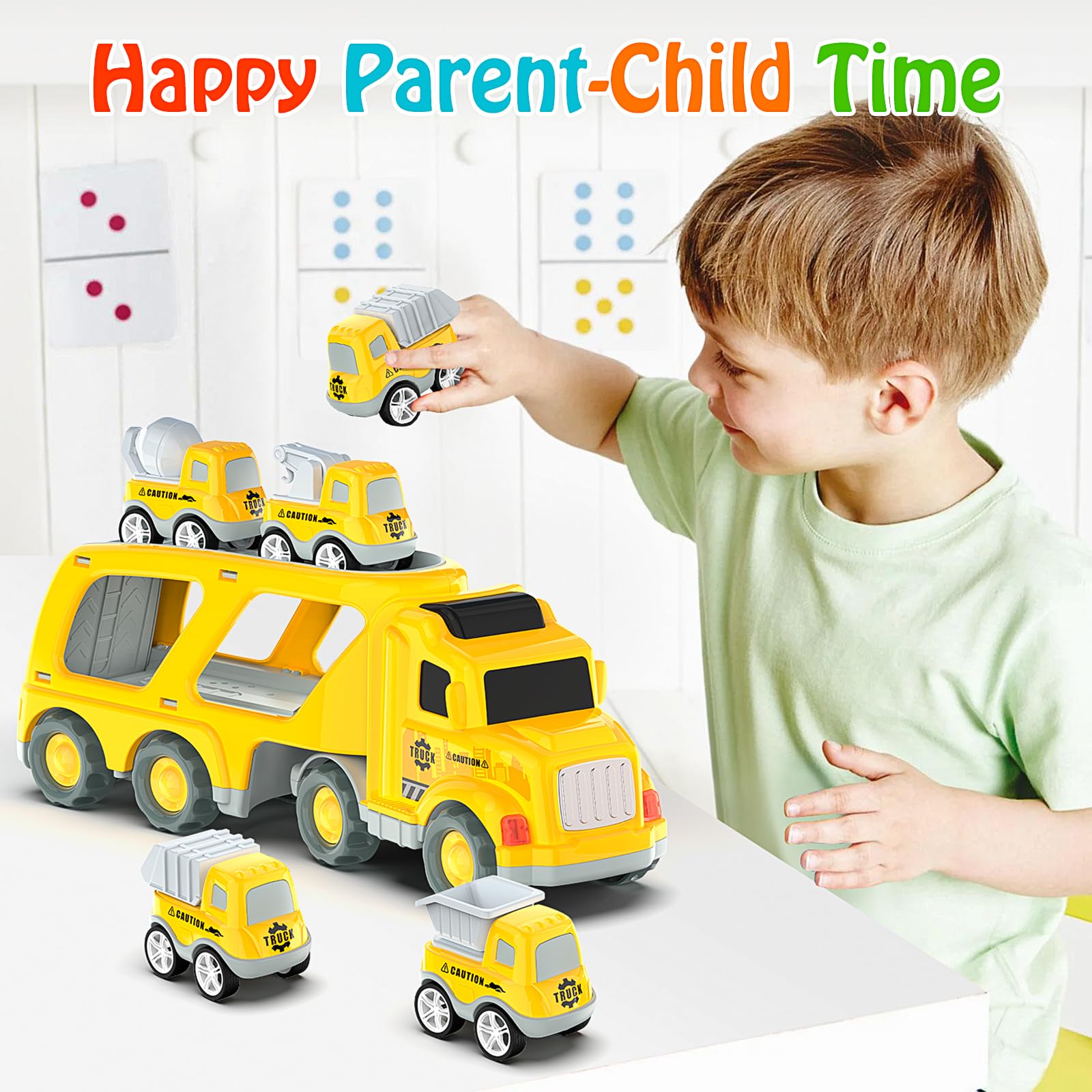 Best Pull Back Construction Vehicles for Toddlers - 4 Pack Friction Powered Toy Trucks for Kids Ages 3-5 | Fun Educational Gift for Boys & Girls | Perfect for Birthday, Christmas & Pretend Play Scenes