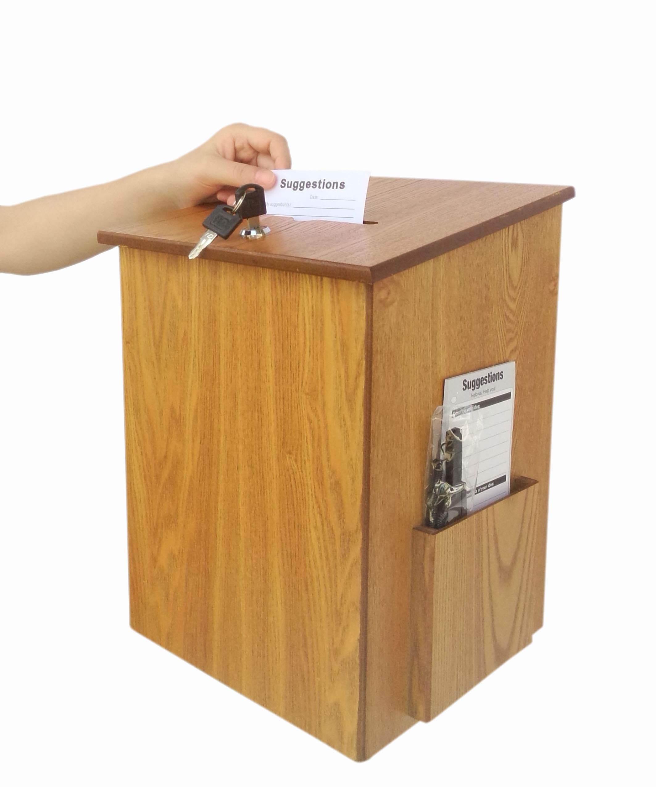 FixtureDisplays® Wooden Donation Box - Church Offering Box, Tithing Box, Suggestion Box & Feedback Ballot Box - 9.5