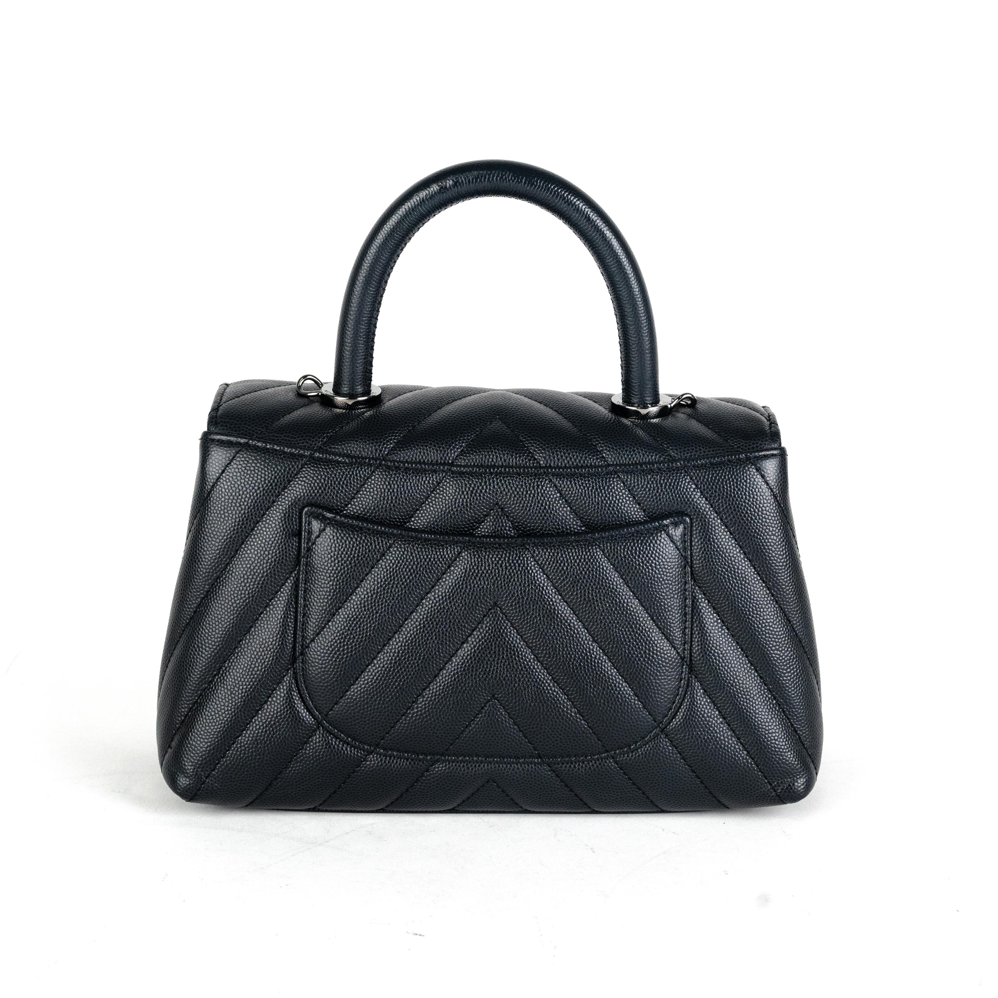 Chanel Coco Handle Small Bag in Dark Grey Caviar Leather - Luxury Crossbody Purse for Women, Perfect for Date Night & Evening Events