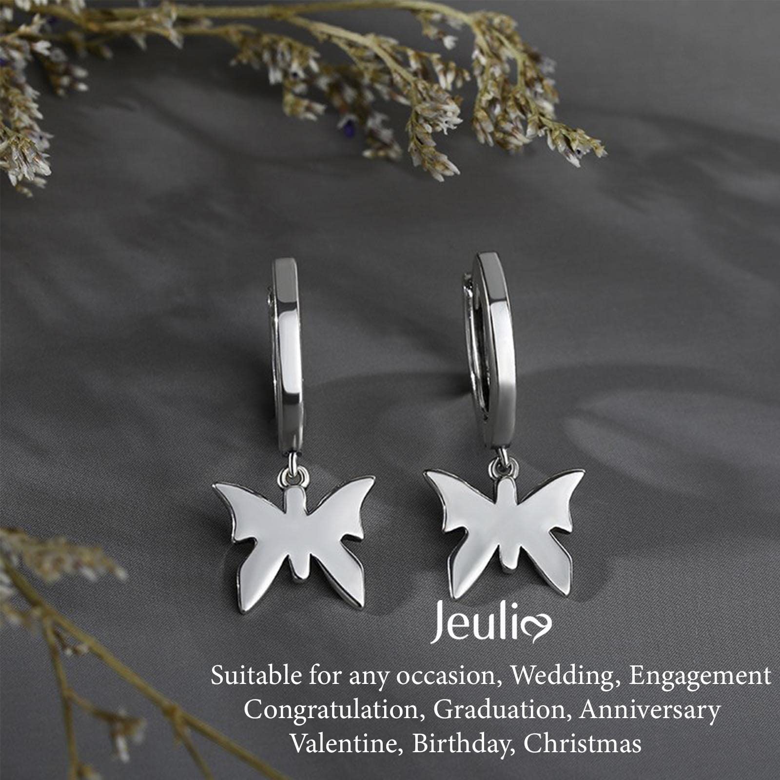 Jeulia Sterling Silver Small Hoop Earrings for Women - Dangle Earrings with Cross, Wings & Butterfly Charms | Hypoallergenic Punk Stud Goth Piercing Jewelry | Perfect Gift for Teen Girls with Gift Box | Ideal for Parties, Dating & Everyday Wear
