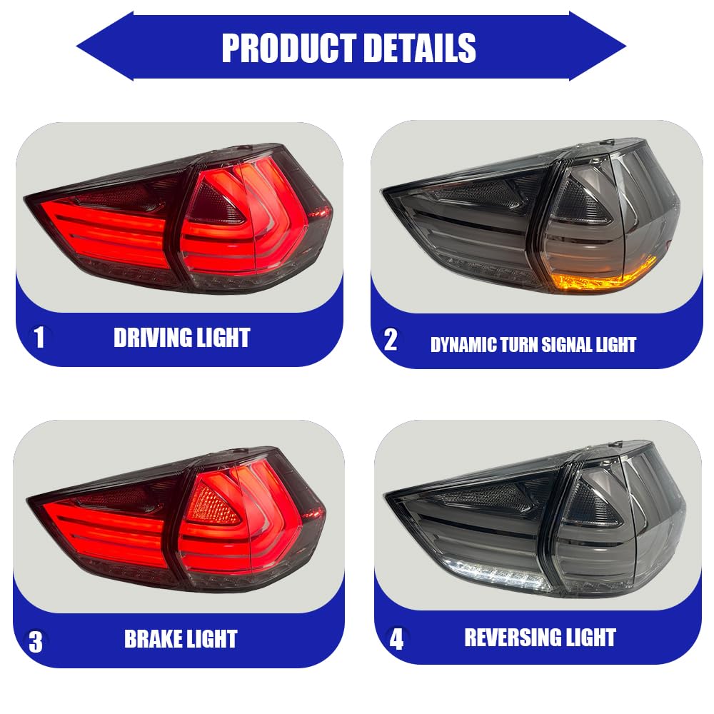 2014-2019 Nissan Rogue LED Tail Lights Assembly - Pair of DRL Brake Reverse Back Up Rear Lamps | Waterproof & Durable for Night Driving & Enhanced Safety