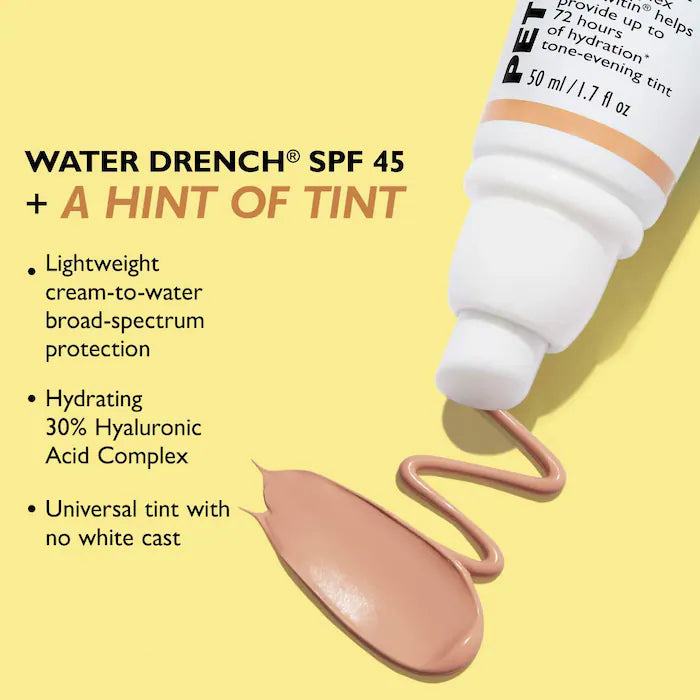 Peter Thomas Roth Water Drench Hyaluronic Cloud Sheer Tinted Sunscreen SPF 45 - Hydrating Color-Infused Face Sunscreen with Hyaluronic Acid | Perfect for Daily Wear, Beach Days & Outdoor Activities