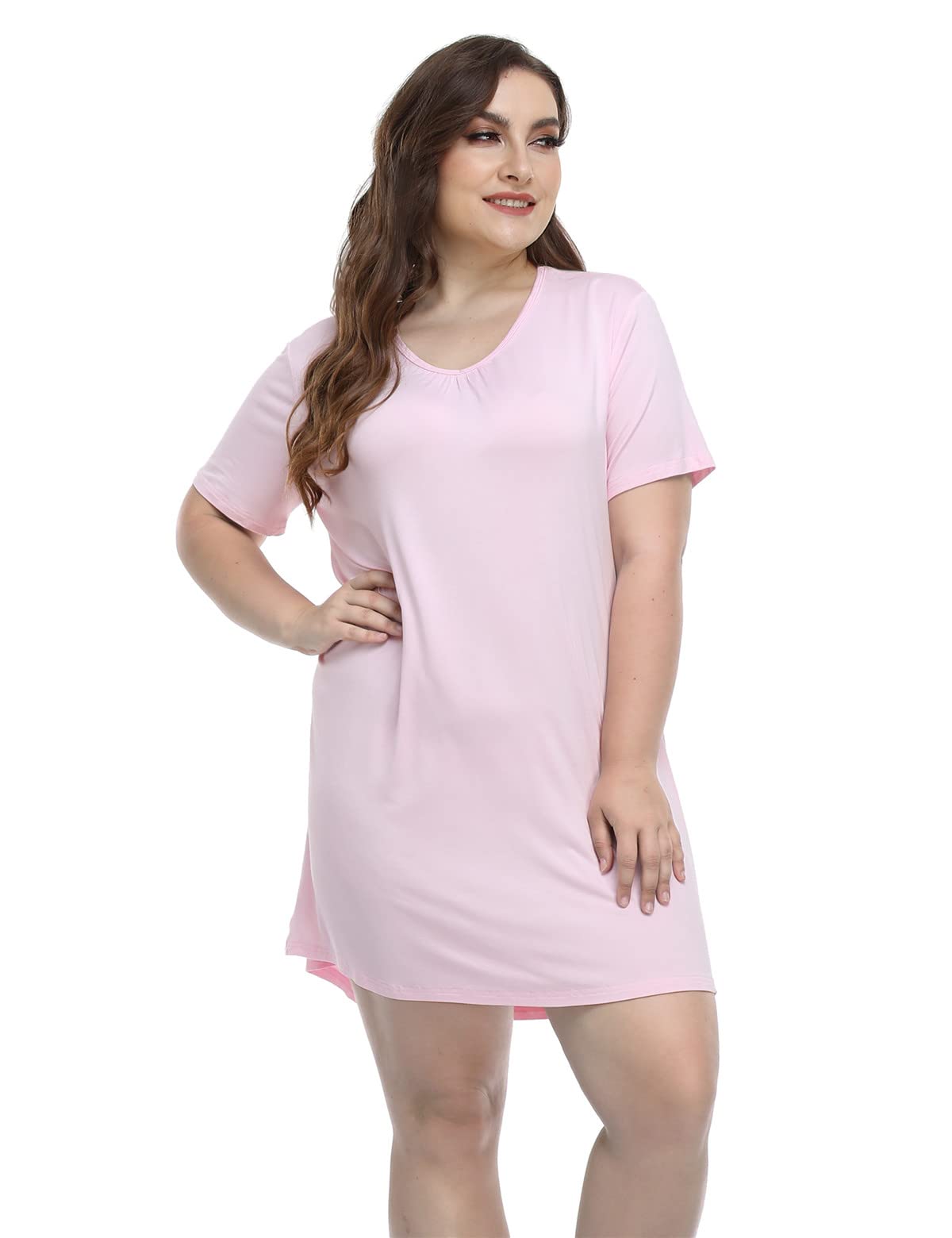 MissNina Women's Plus Size Nightgown - Soft Modal Sleep Shirt & Sleep Dress with V-Neck - Comfortable Loungewear for Relaxing at Home or Overnight Stays