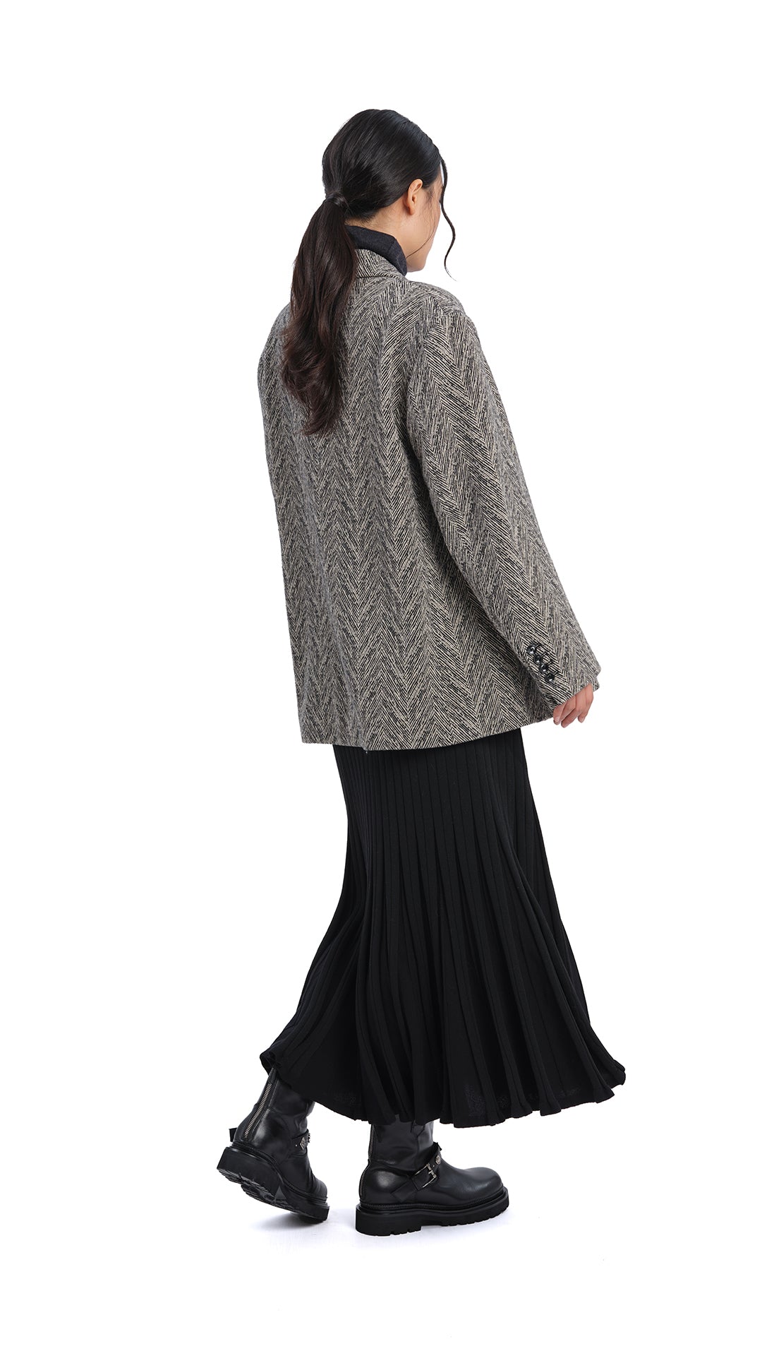 Stylish Herringbone Loose Fit Blazer for Women - Trendy Casual & Office Wear - Perfect for Work, Business Meetings & Special Occasions