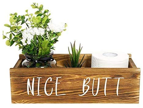 Funny Farmhouse Toilet Paper Holder - Rustic Bathroom Storage Organizer & Decor Box | Bathroom Accessories for Farmhouse, Cottage, Vintage Style | Perfect for Guest Bathrooms, Powder Rooms & Rustic Home Decor