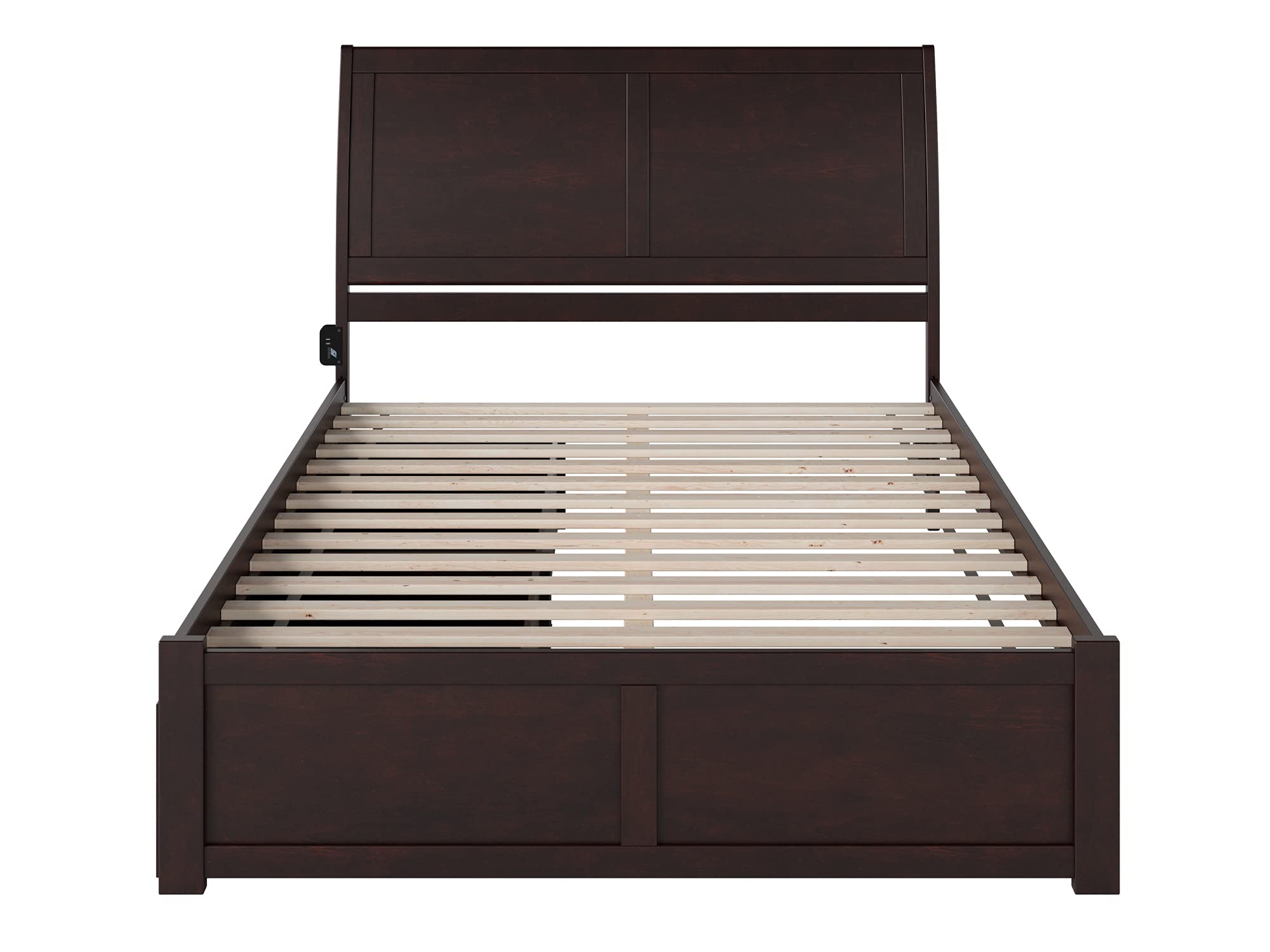 AFI Portland Queen Size Platform Bed with Footboard & Storage Drawers in Espresso - Modern Wooden Bed Frame with Underbed Storage for Small Spaces, Bedroom Furniture for Home & Apartment
