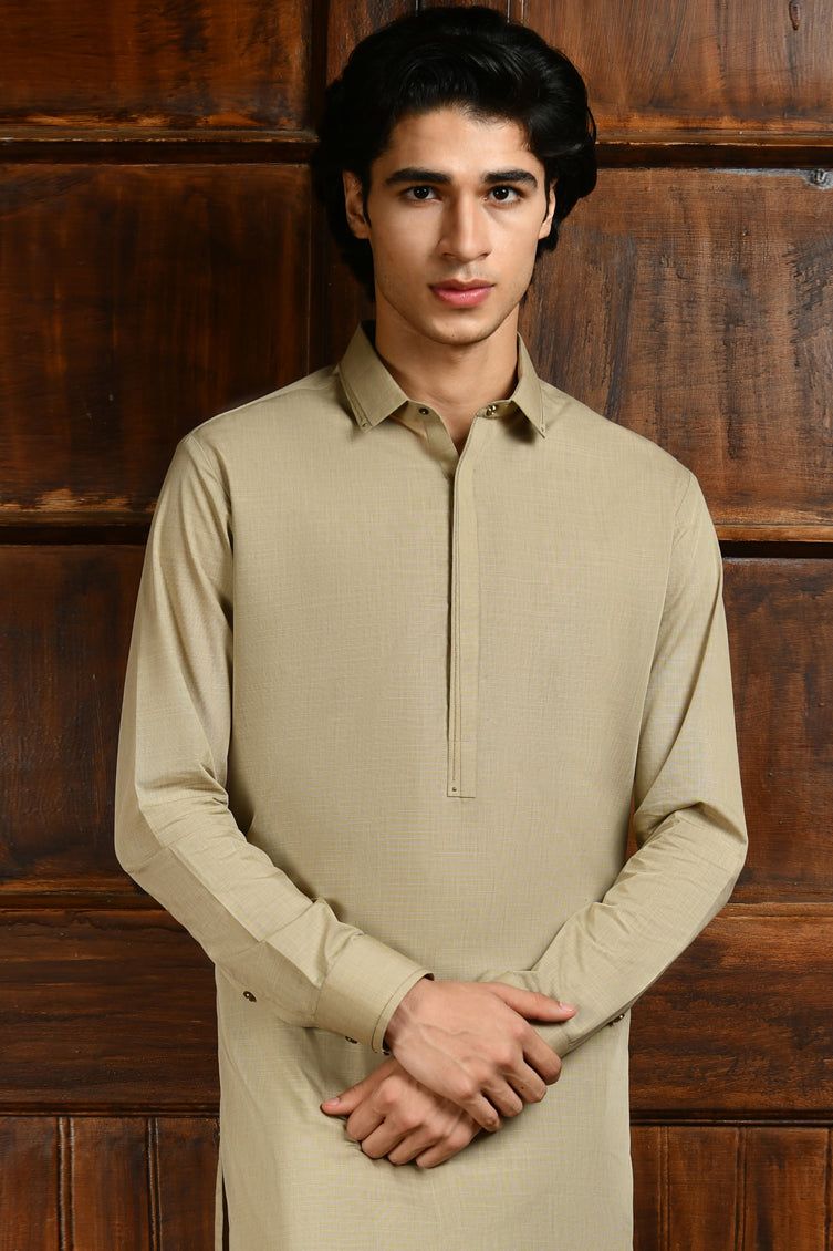 Stylish Blended Brown Kurta Trouser by J. Junaid Jamshed - Premium Cotton Mix Ethnic Wear for Men - Perfect for Eid, Weddings & Cultural Events