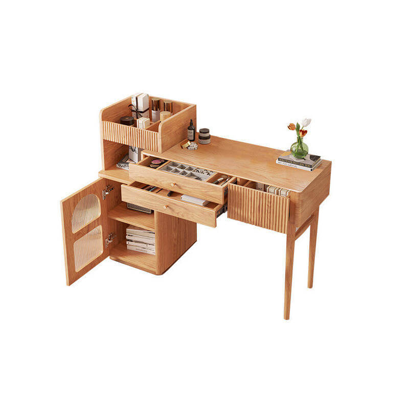 Stylish Wooden Dressing Table with LED Mirror - Vanity Desk for Makeup & Beauty - Perfect for Bedroom, Bathroom or Dressing Room