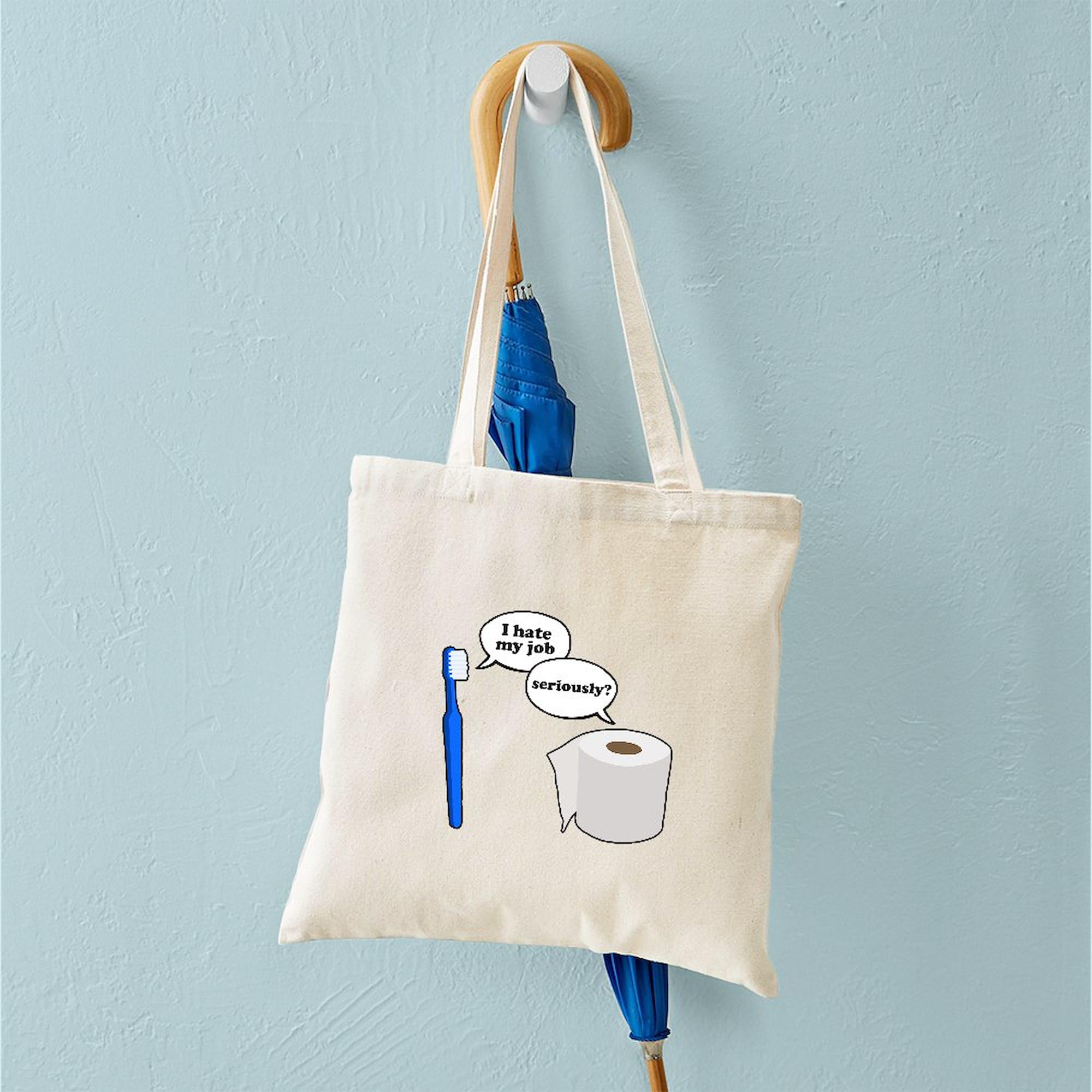 I Hate My Job Tote Bag - Natural Canvas Reusable Shopping Bag for Work, Commute & Groceries - Funny Office Gift & Everyday Use