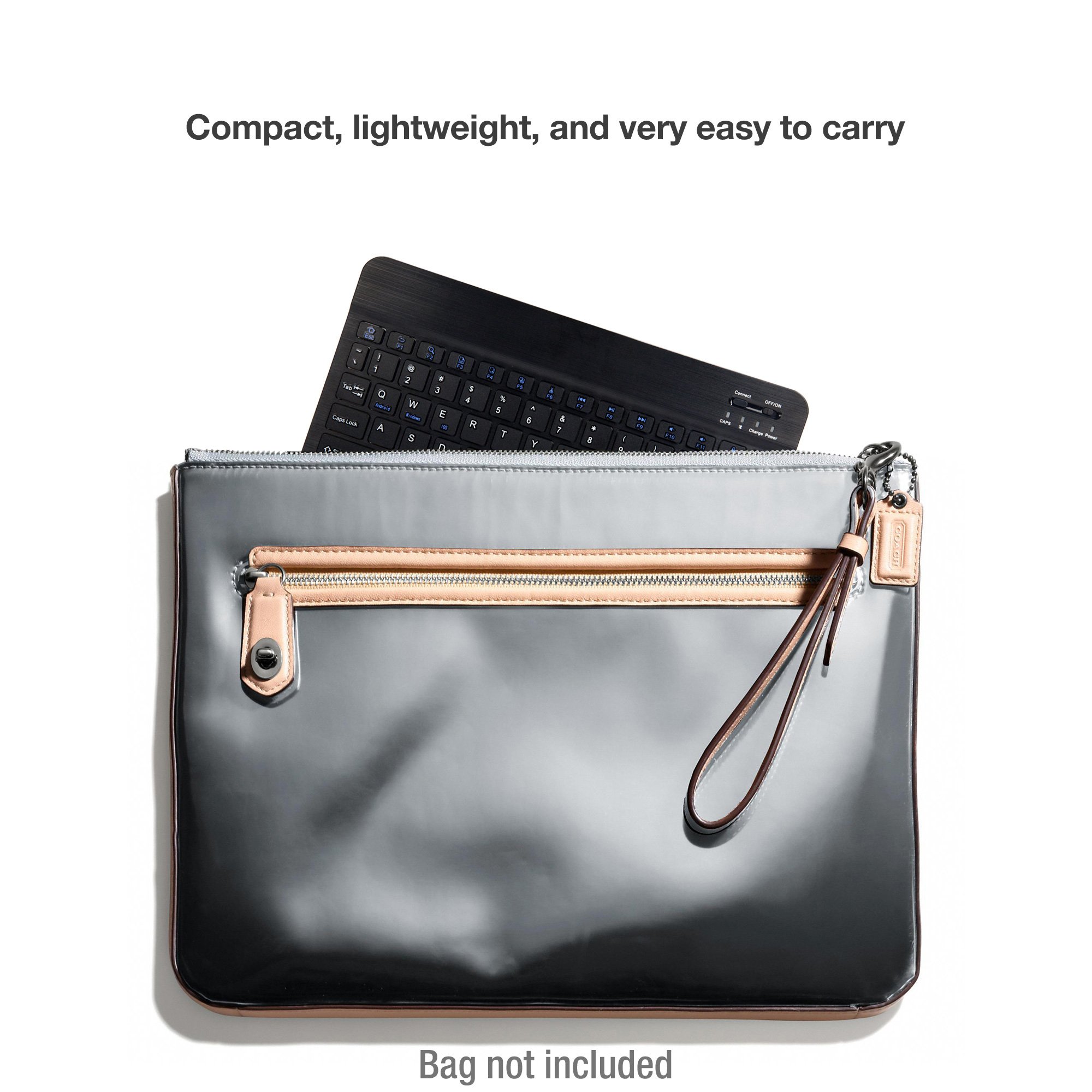 BoxWave SlimKeys Bluetooth Keyboard for Unihertz Atom - Ultra Thin Portable Keyboard with Chiclet-Style Keys (Jet Black) - Perfect for Travel, Office & Mobile Typing