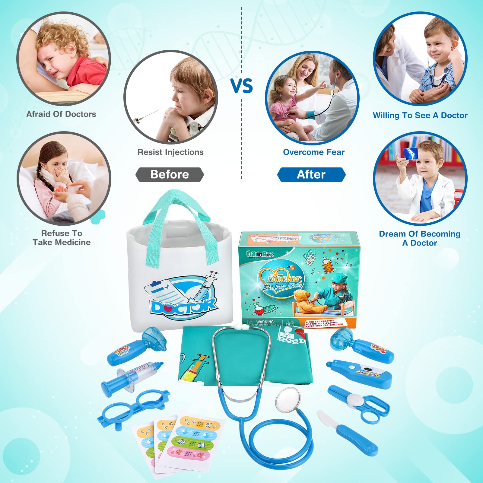 Kids Doctor Costume Set with Scrubs & Accessories - Halloween Dress Up for Toddlers & Children - Perfect for Role Play, Pretend Play & Costume Parties