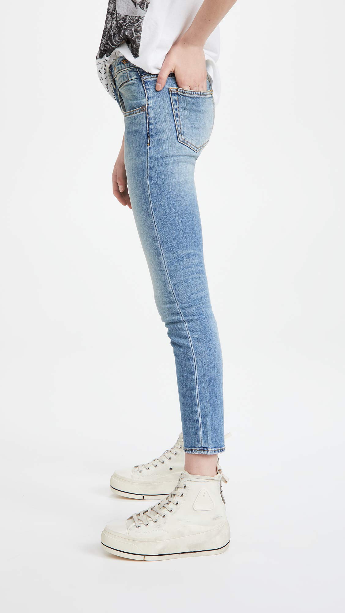 R13 Women's Boy Skinny Jeans - High Waist Stretch Denim Pants for Casual Outfits & Night Out | Trendy Slim Fit Jeans for Women