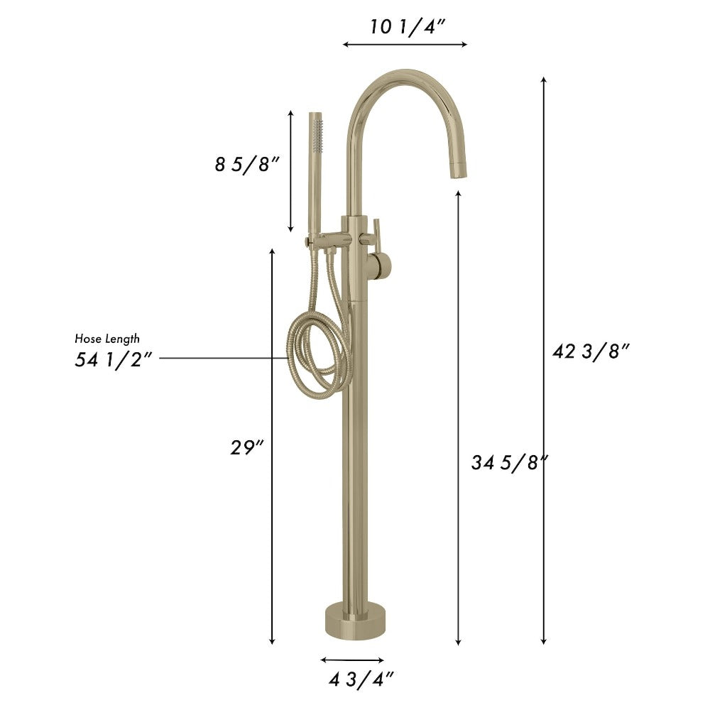 ZLINE Emerald Bay Bathtub Filler with Hand Shower in Champagne Bronze - Luxury Brass Bathtub Faucet with Diverter Valve for Spa-Like Bathing Experience (EMBY BTF CB)