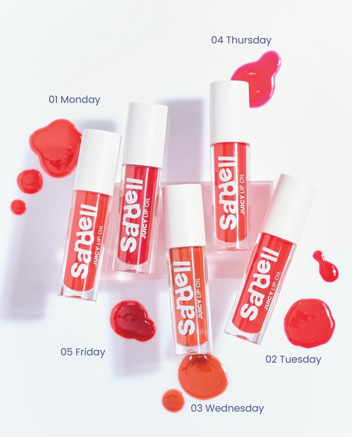 Tuesday Nourish Moisturizing Juicy Lip Oil Set - Shade #02 Sandell | 6 Hydrating Lip Glosses for Smooth, Plump Lips | Perfect for Daily Moisture & Night Care | Beautygoodshop Free Gifts Included
