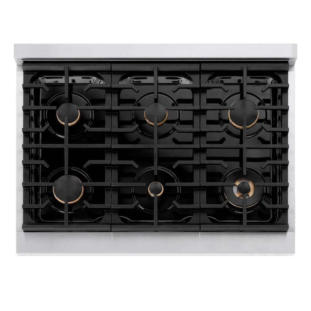 ZLINE Autograph Edition 36 Inch 5.2 cu ft Paramount Gas Range with 6 Burner Cooktop & Convection Gas Oven - Stainless Steel Matte Black Accents (SGRZ 36 MB) | Professional Kitchen Appliance for Home Chefs & Cooking Enthusiasts