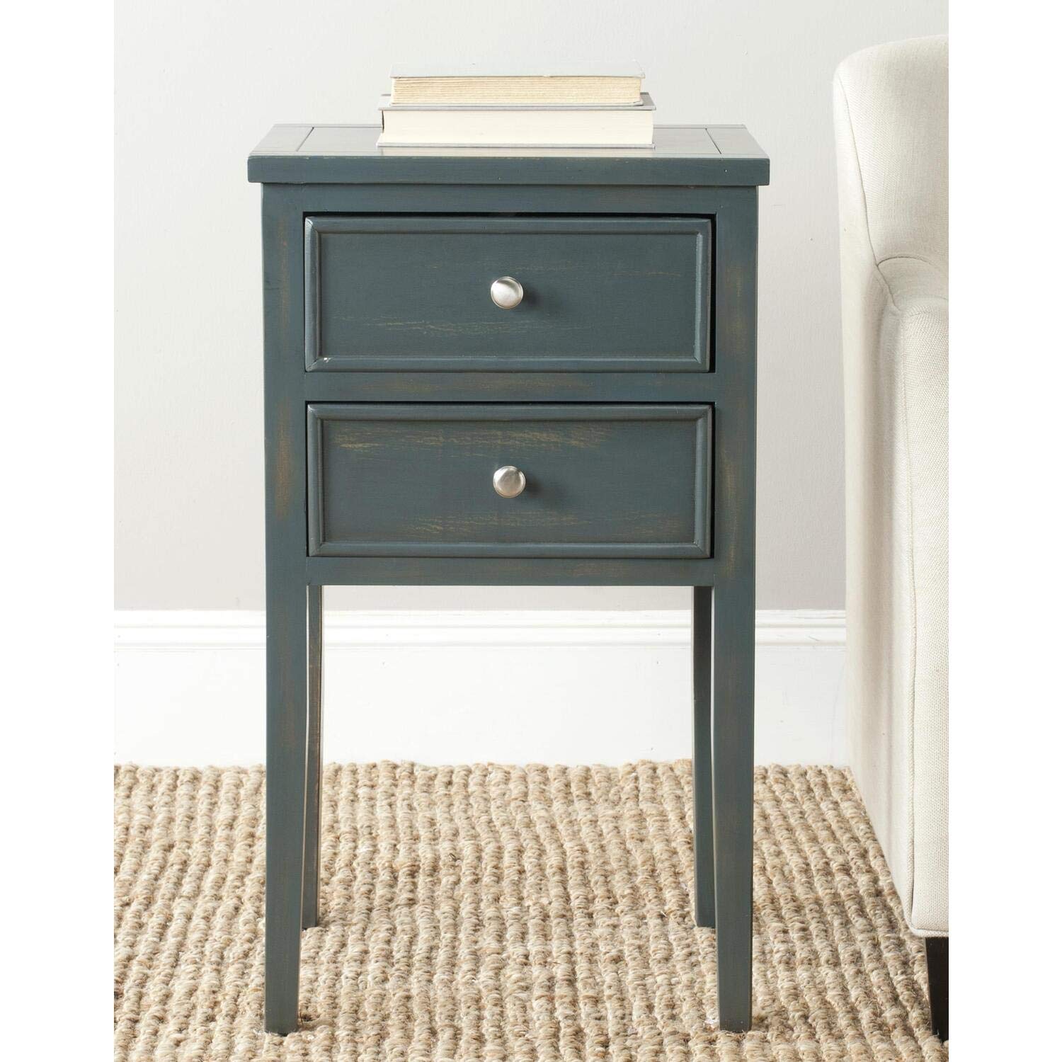 Safavieh American Homes Collection Toby French Grey End Table - Stylish Nightstand for Bedroom, Living Room, or Office - Compact Side Table with Elegant Design