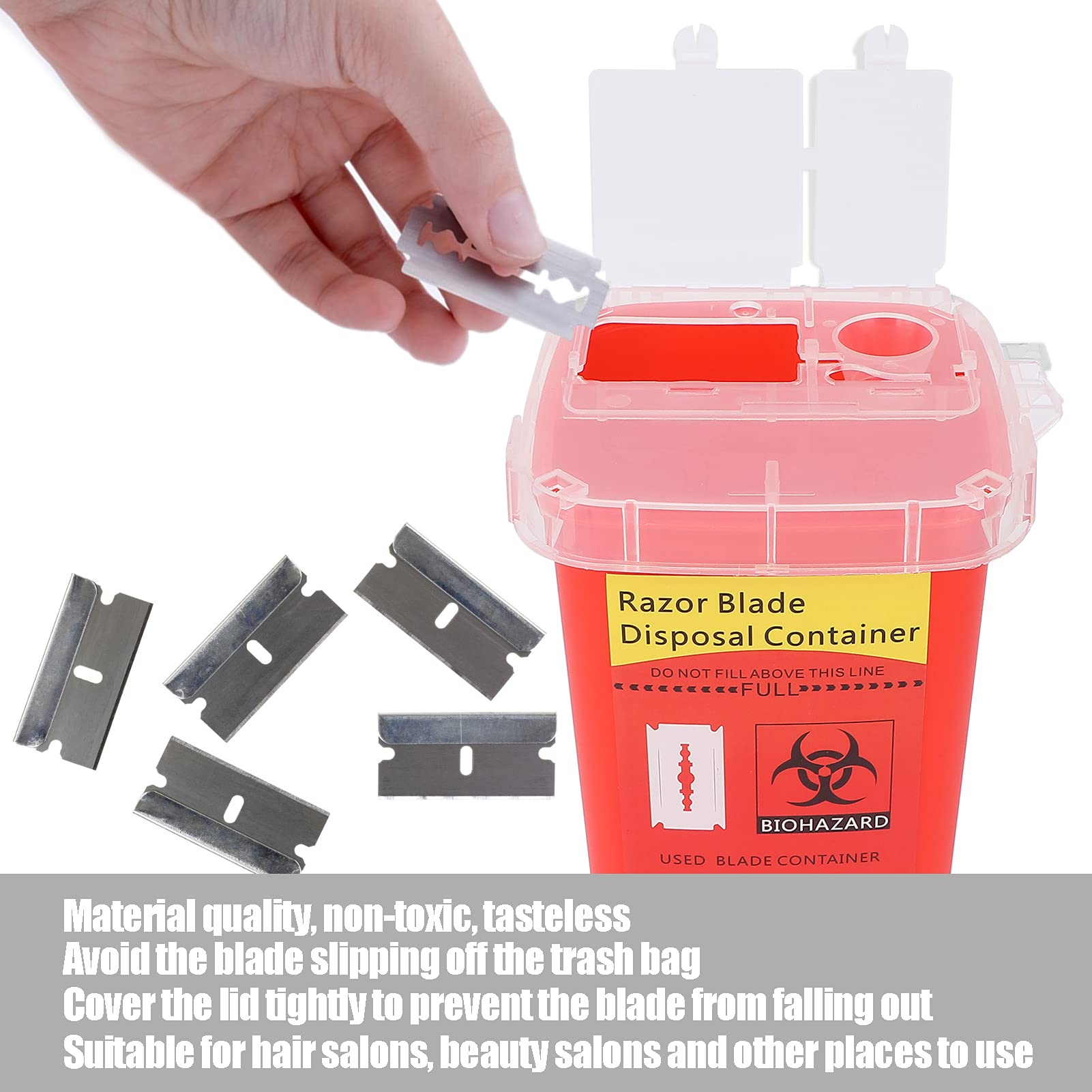 Ubersweet® Non-Toxic Needle Disposal Container Box - Safe Sharps Disposal for Beauty Salon, Hair Salon & Tattoo Studio - Red | Professional Medical Waste Solution for Acupuncture, Piercing & Cosmetic Procedures