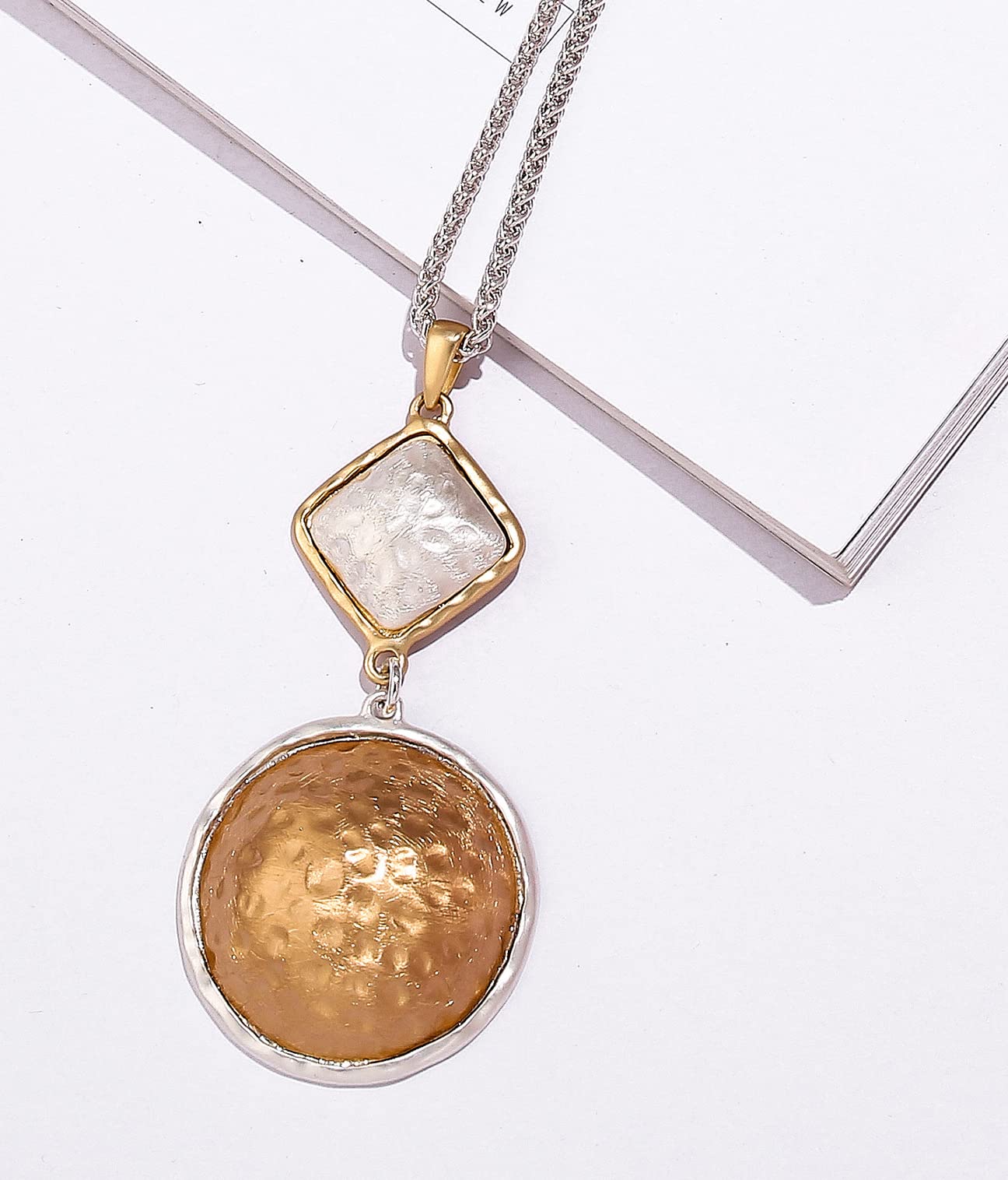 Chunky Chain Long Necklace with Silver Pendant - Women's Fashion Jewelry for Everyday Wear & Special Occasions