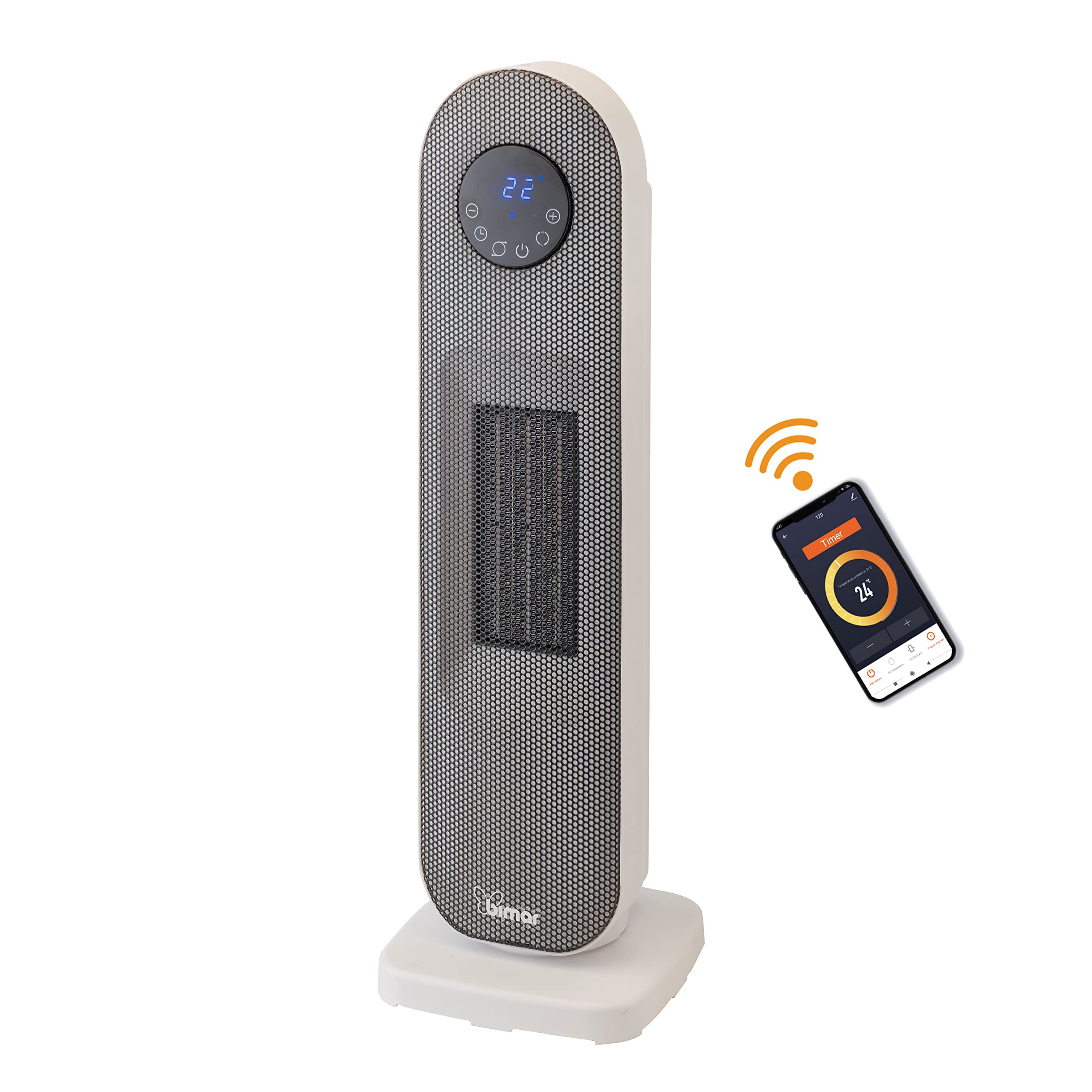 Bimar AMA10 Wi-Fi Ceramic Column Heater with Voice Control, Energy Efficient Electric Heater, Powerful 12H Timer, for Home & Office Heating - Perfect for Bedrooms, Living Rooms & Workspaces