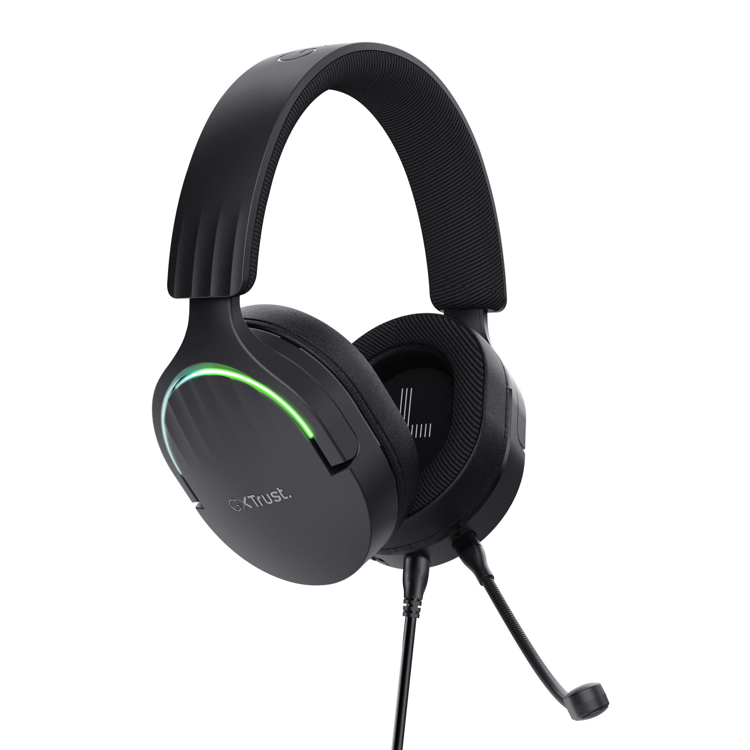 Trust Gaming GXT 490 Fayzo Wired Over-Ear Gaming Headset with 7.1 Surround Sound, 50mm Drivers, RGB Lighting, 85% Recycled Plastics - Noise-Canceling Mic for PC, PS5 (Black) - Perfect for Competitive Gaming & Immersive Audio Experience