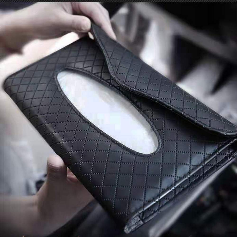 Car Sun Visor Tissue Holder - Leather Napkin Organizer Hanging Bag for Auto Accessories | Perfect for Women's Vehicles, Road Trips & Daily Commute