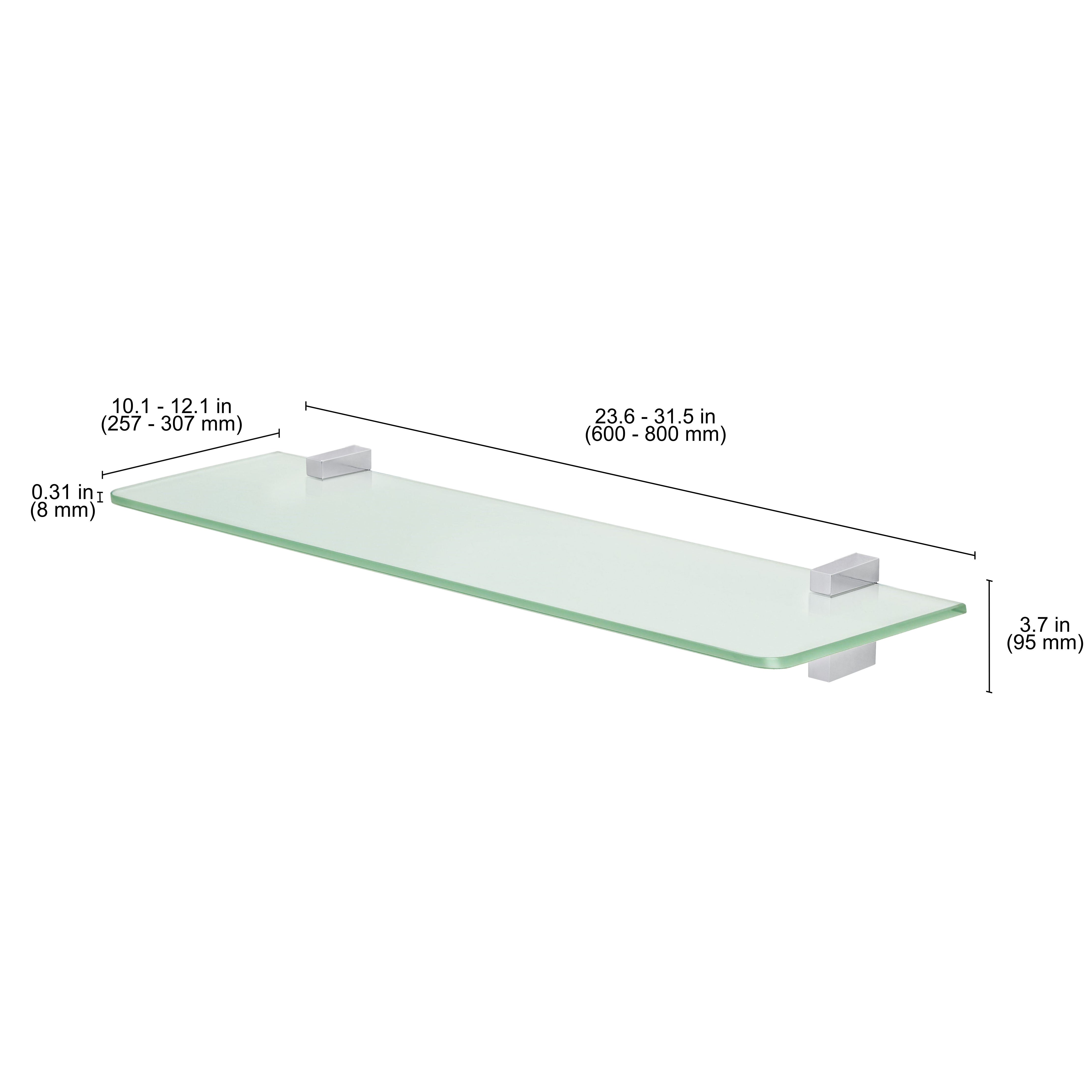Glassline Standard Shelf & Cuadro Maxi Clip - Durable Wall Mounted Shelving & Organizer for Kitchen, Bathroom, Office Storage & Display