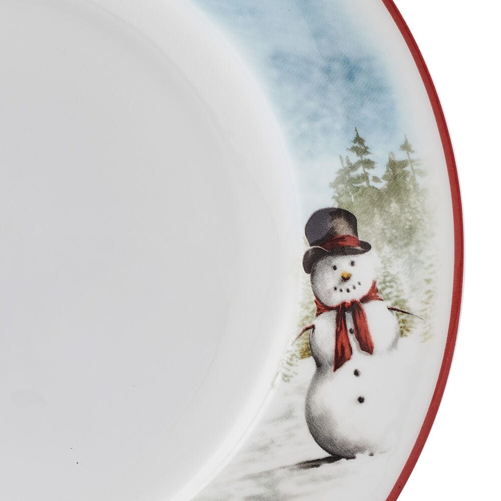 Snowman Enchantment 12-Piece Dinnerware Set - Service for 4 People - Holiday Tableware for Christmas Dinner, Winter Parties & Festive Gatherings