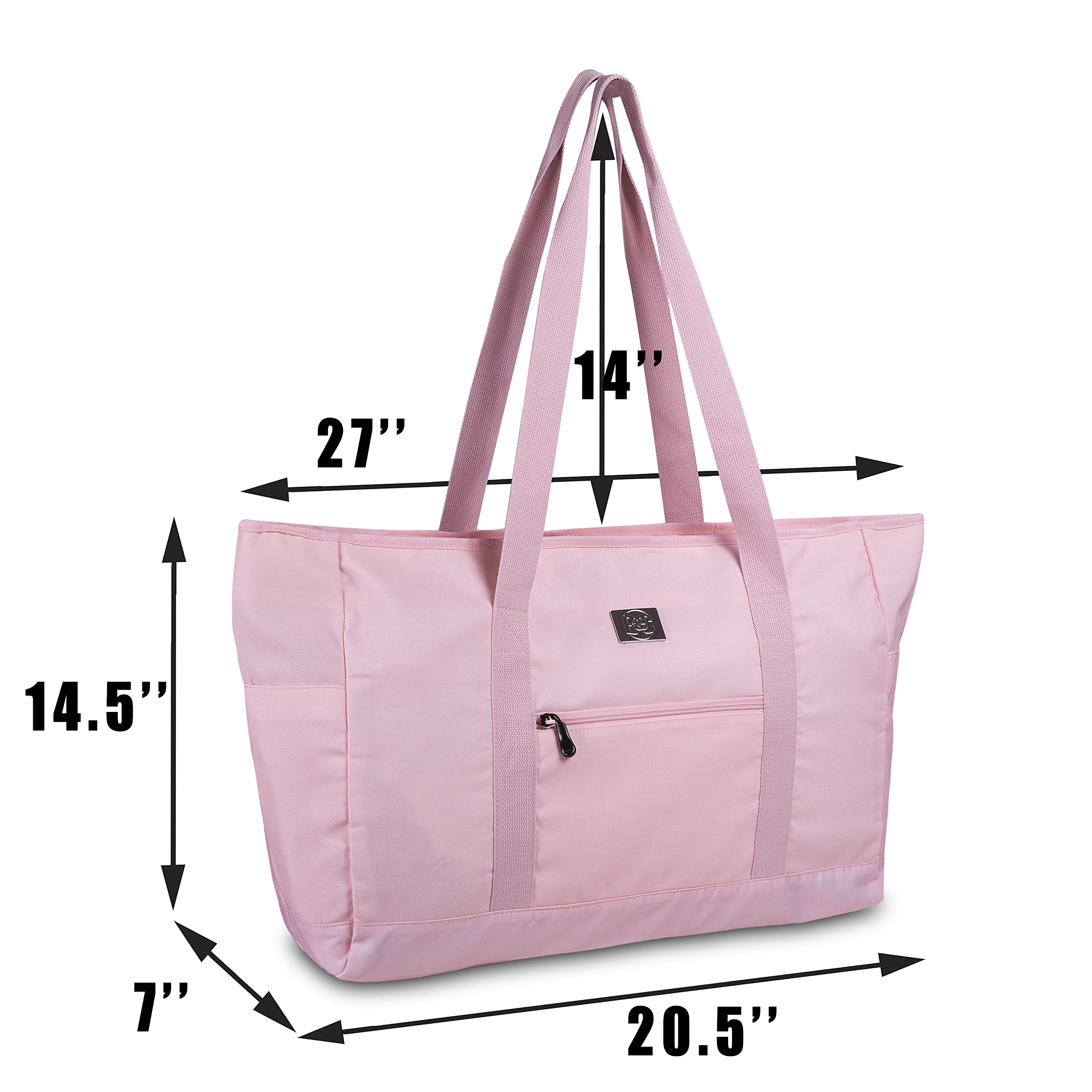 Large Canvas Tote Beach Bag with Zipper Closure - Waterproof Lining & Multiple Pockets - XL Beach Tote for Women & Men - Perfect for Travel, Gym, Shopping & Outdoor Activities