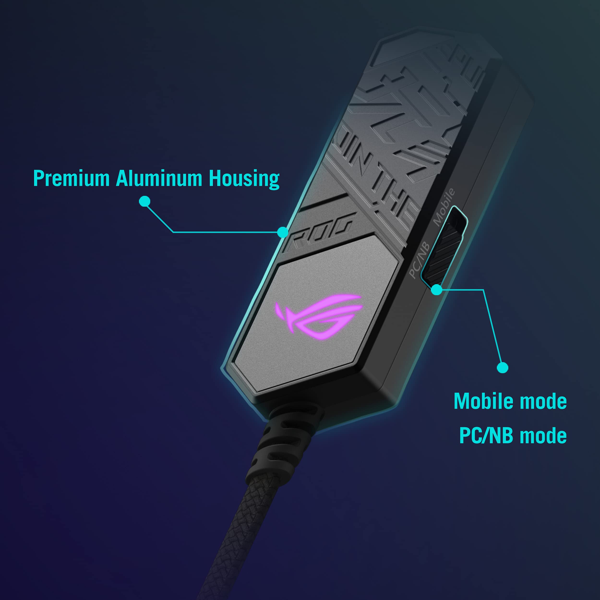 ASUS ROG Clavis USB-C Gaming DAC with ESS 9281 Quad DAC Amplifier | AI Noise-Canceling Mic | MQA Rendering | Aura Sync RGB | Compatible with PC, Mobile, PS5 & Switch | Perfect for Competitive Gaming & Streaming