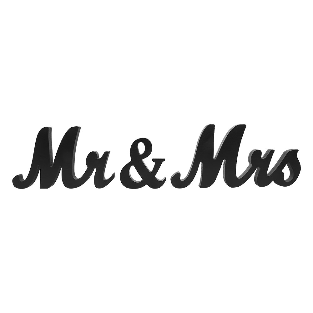 Ymiko Mr & Mrs Wooden Plaque - Wedding Table Sign, Photo Props, Party Decor, Christmas Dinner Display - Home Wall Decorative Letters (Black) - Perfect for Wedding Receptions, Anniversary Celebrations & Holiday Decor